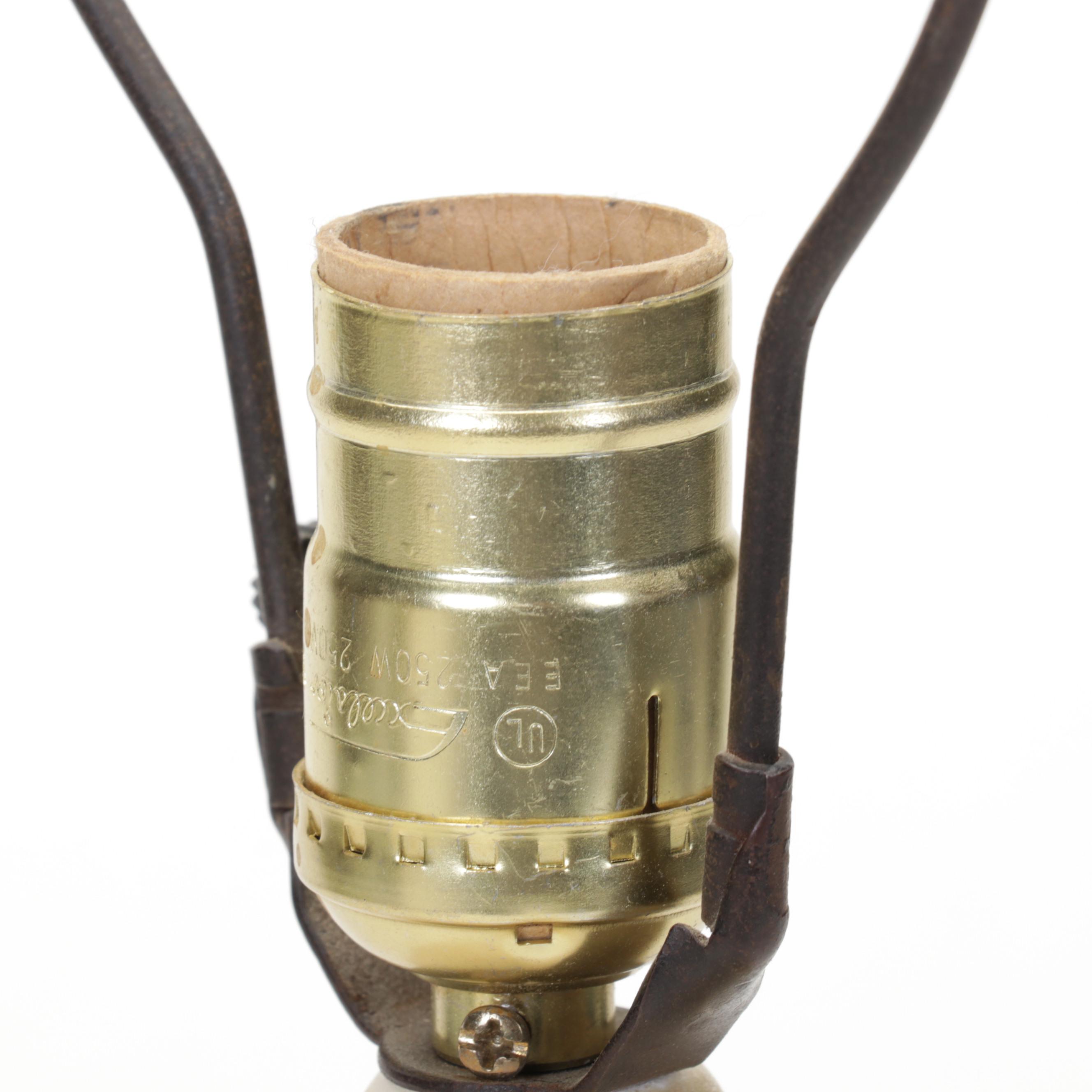 Two Carved Marble Table Lamps, Mid-20th Century