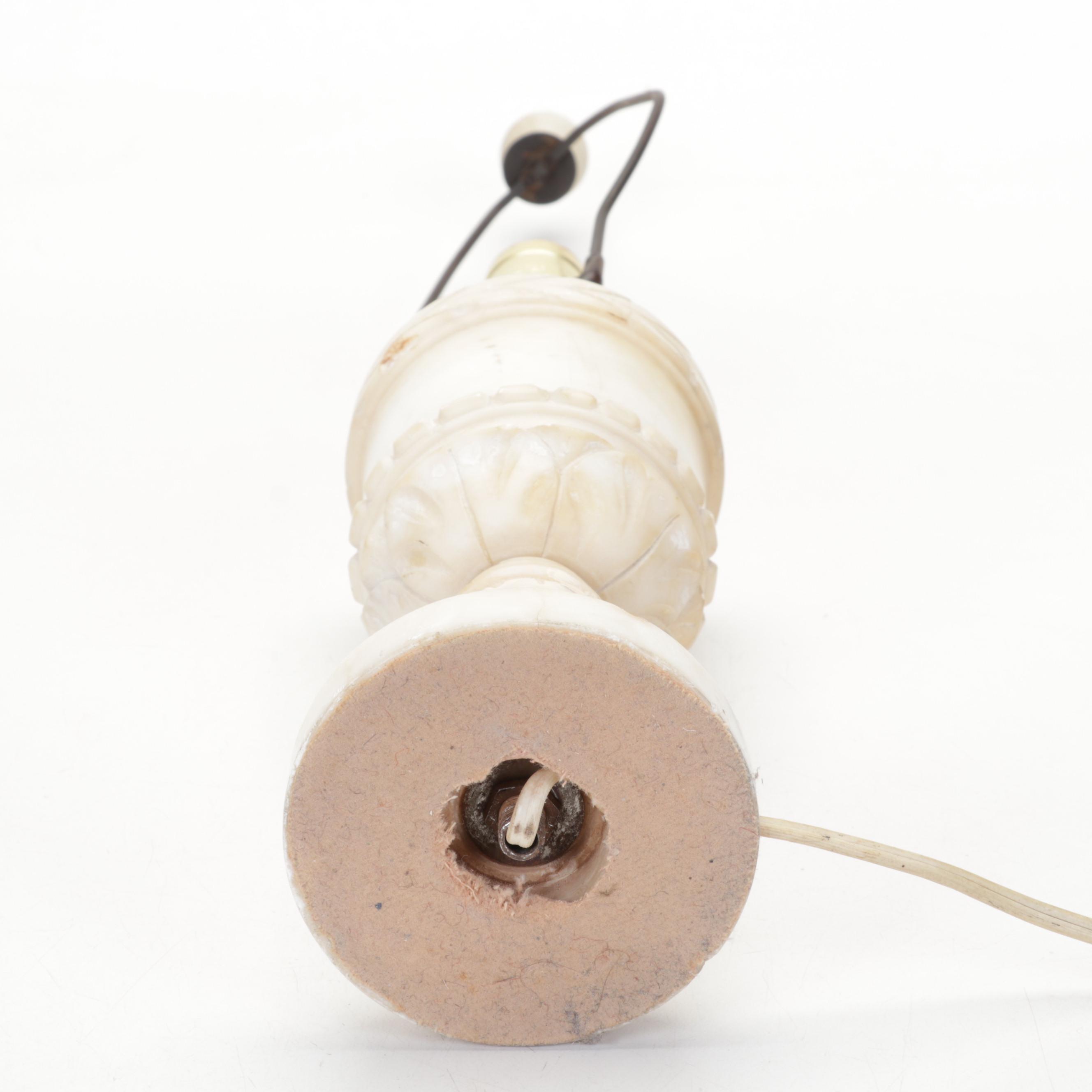 Two Carved Marble Table Lamps, Mid-20th Century