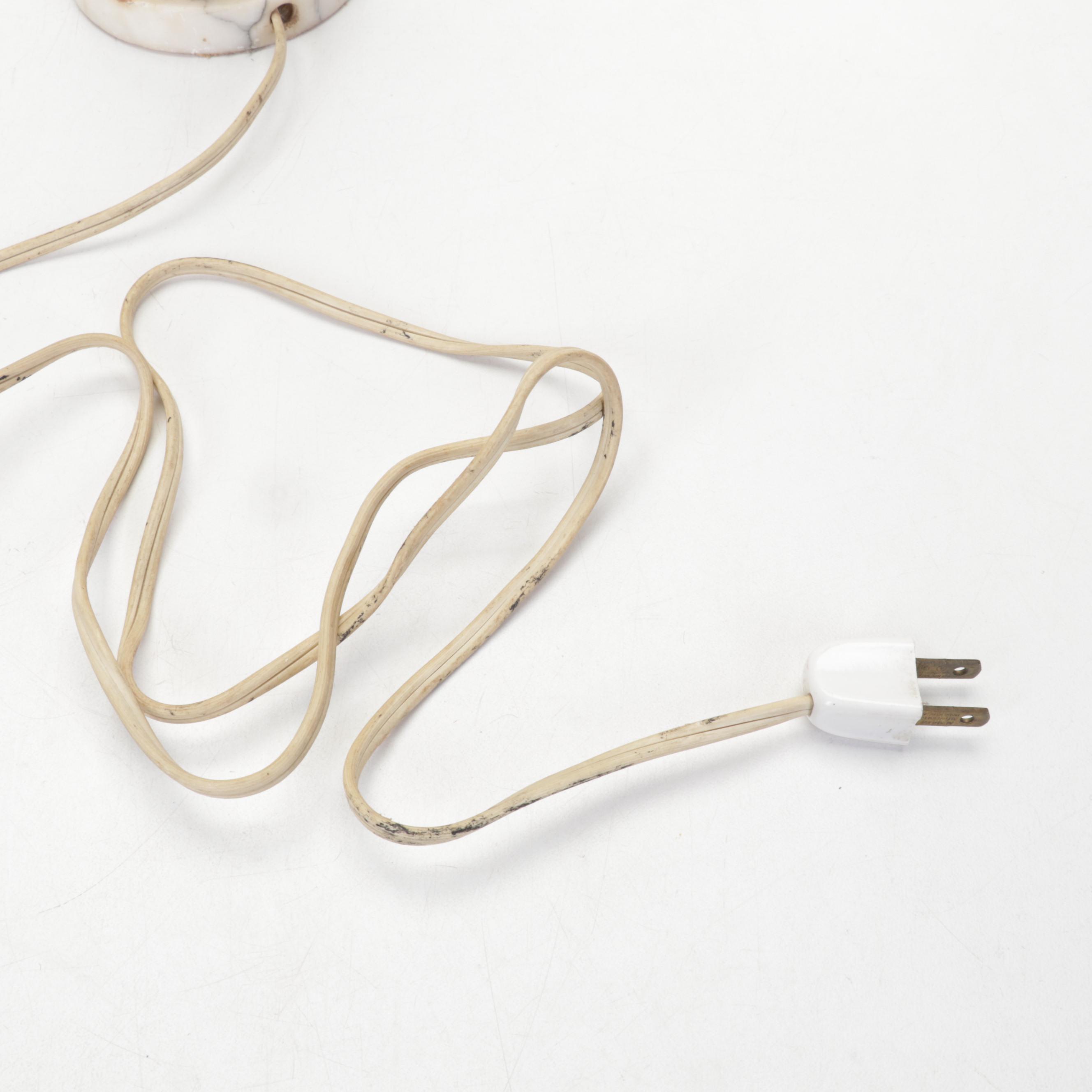 Two Carved Marble Table Lamps, Mid-20th Century