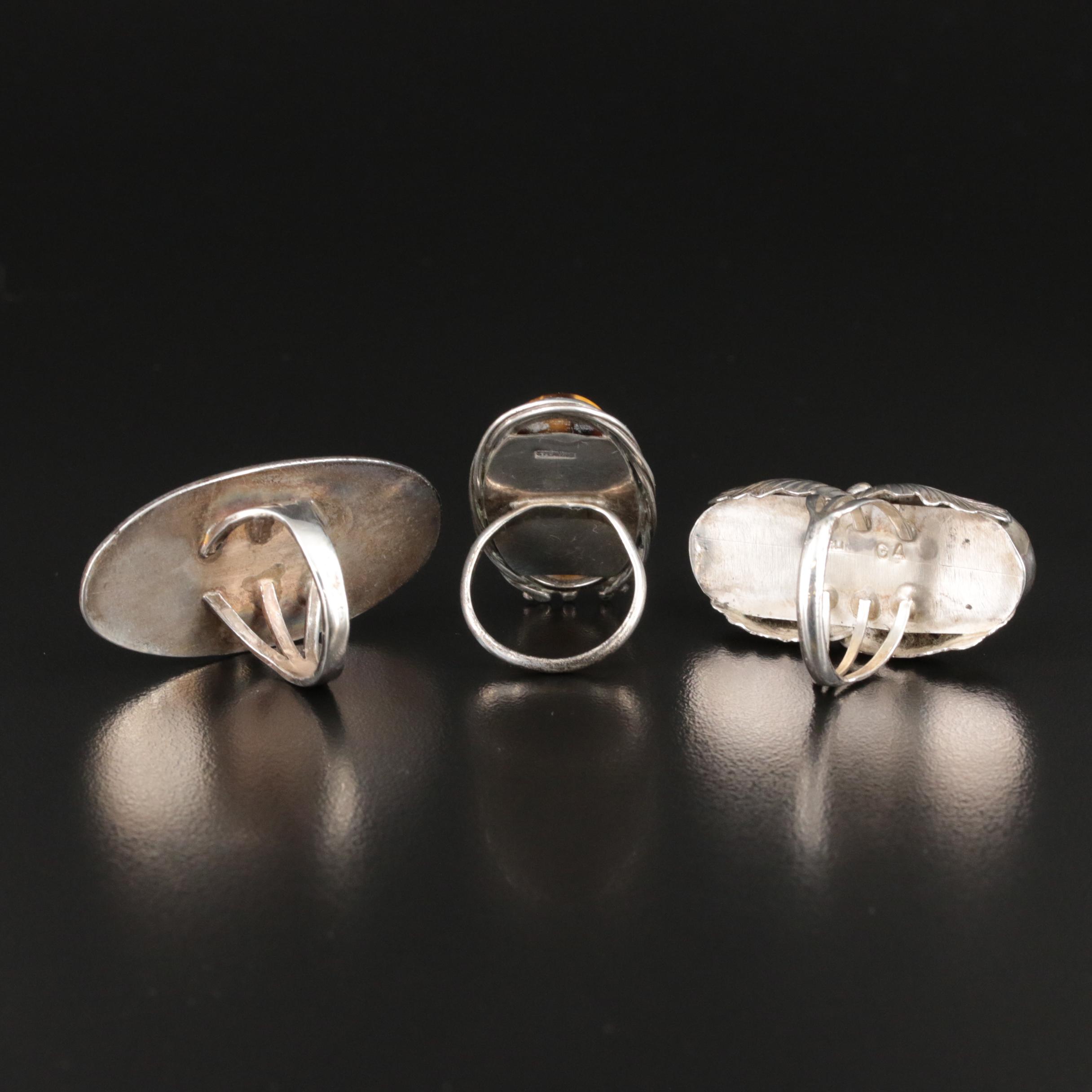 Gilbert Adakai Navajo Diné Featured in Southwestern Sterling Ring Trio