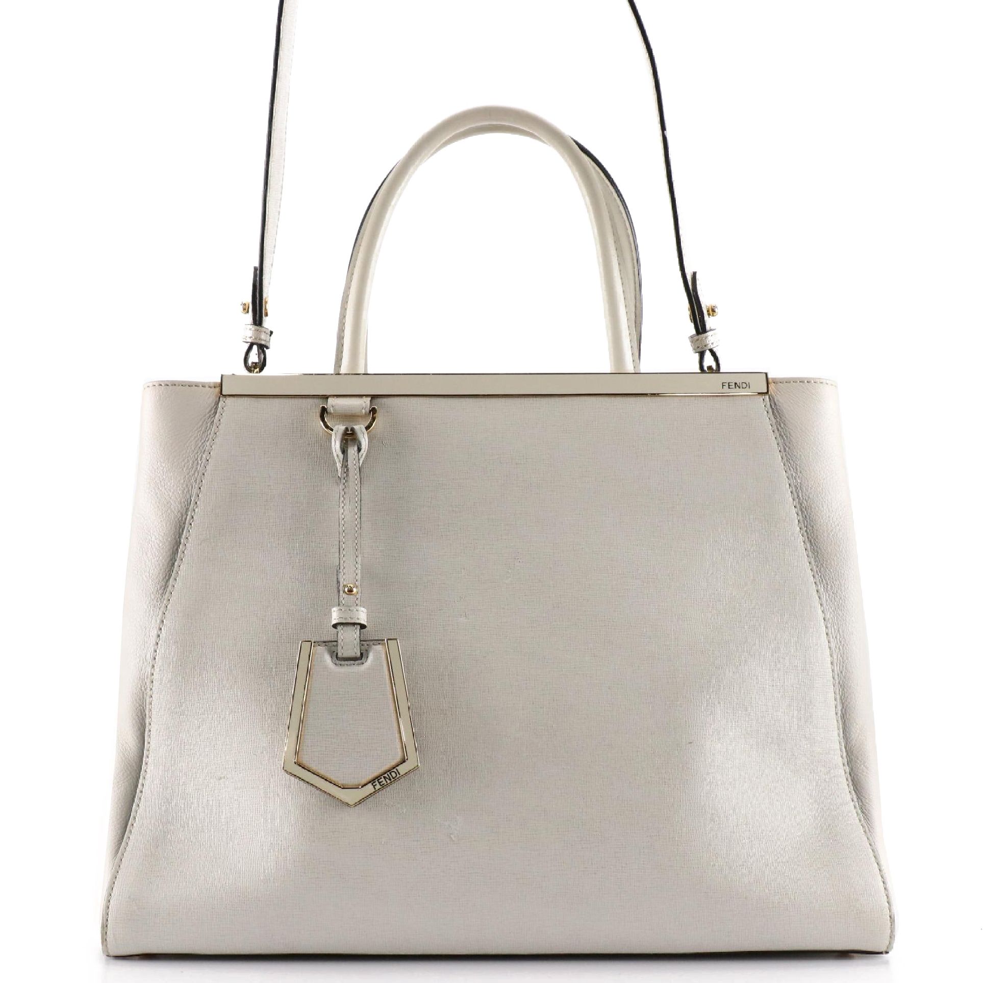 Fendi Medium 2Jours Bag in Cross Grain Textured and Grain Leather