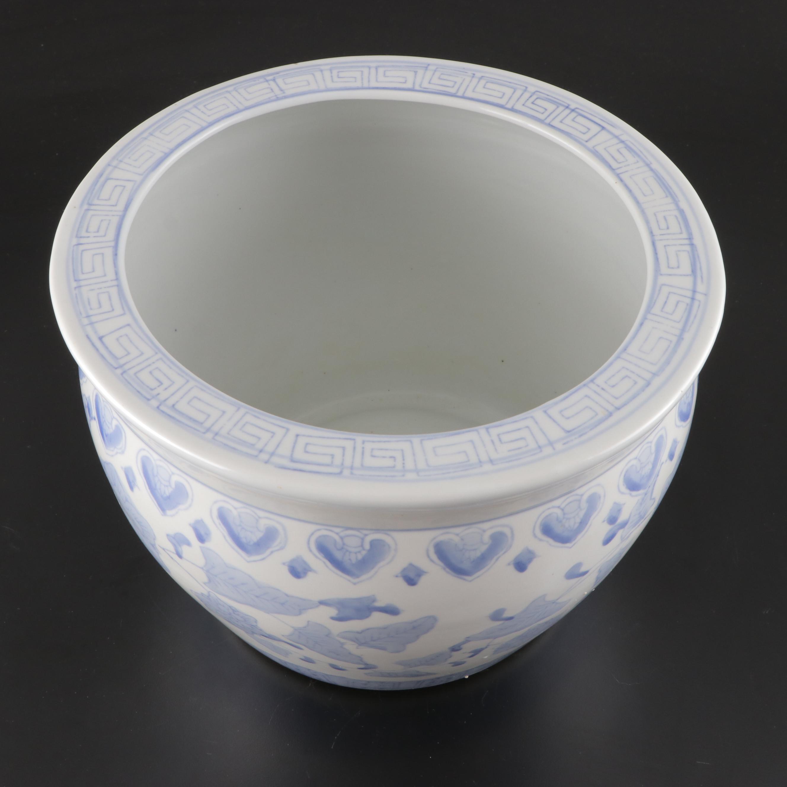 Chinese Style Blue and White Porcelain Jardinière
