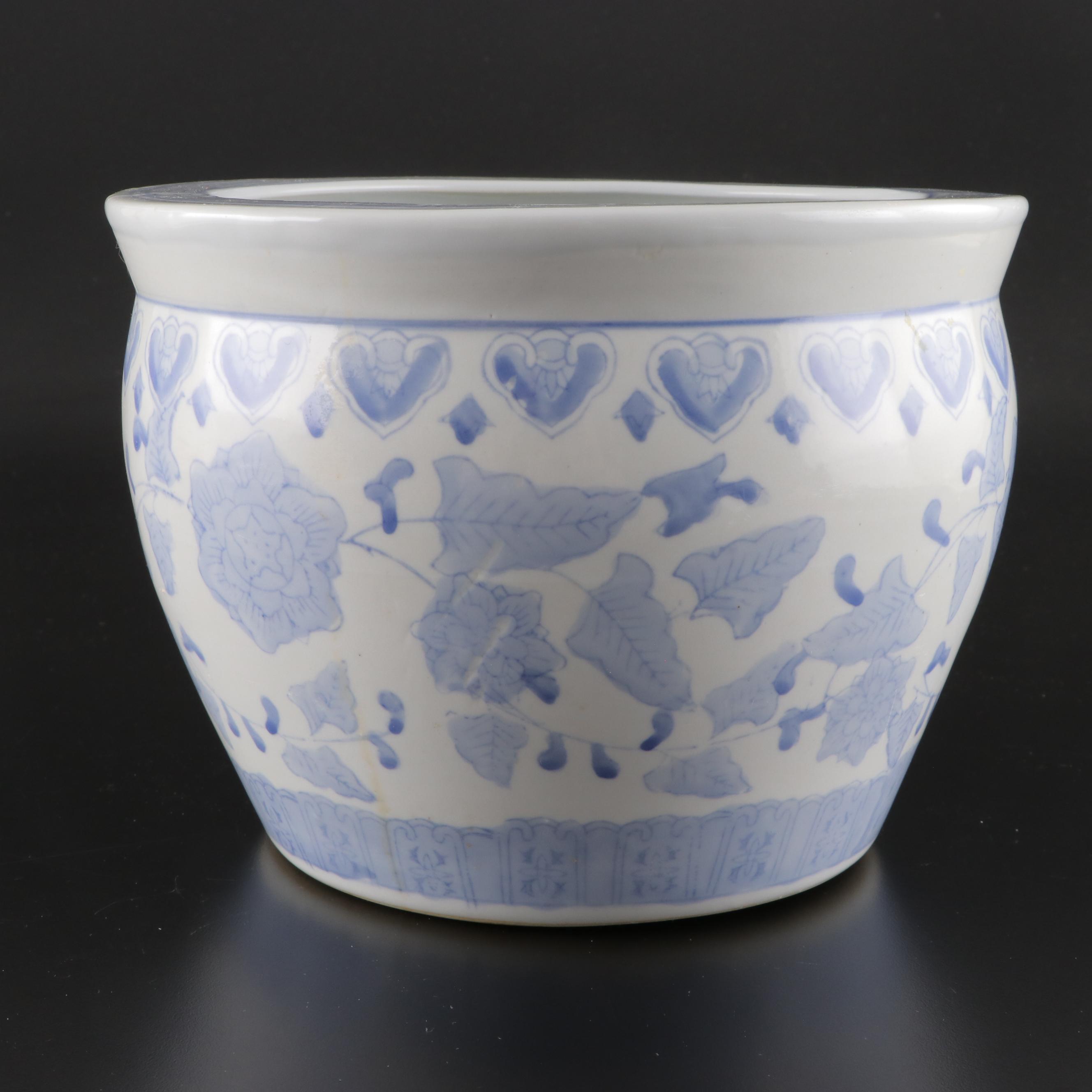 Chinese Style Blue and White Porcelain Jardinière