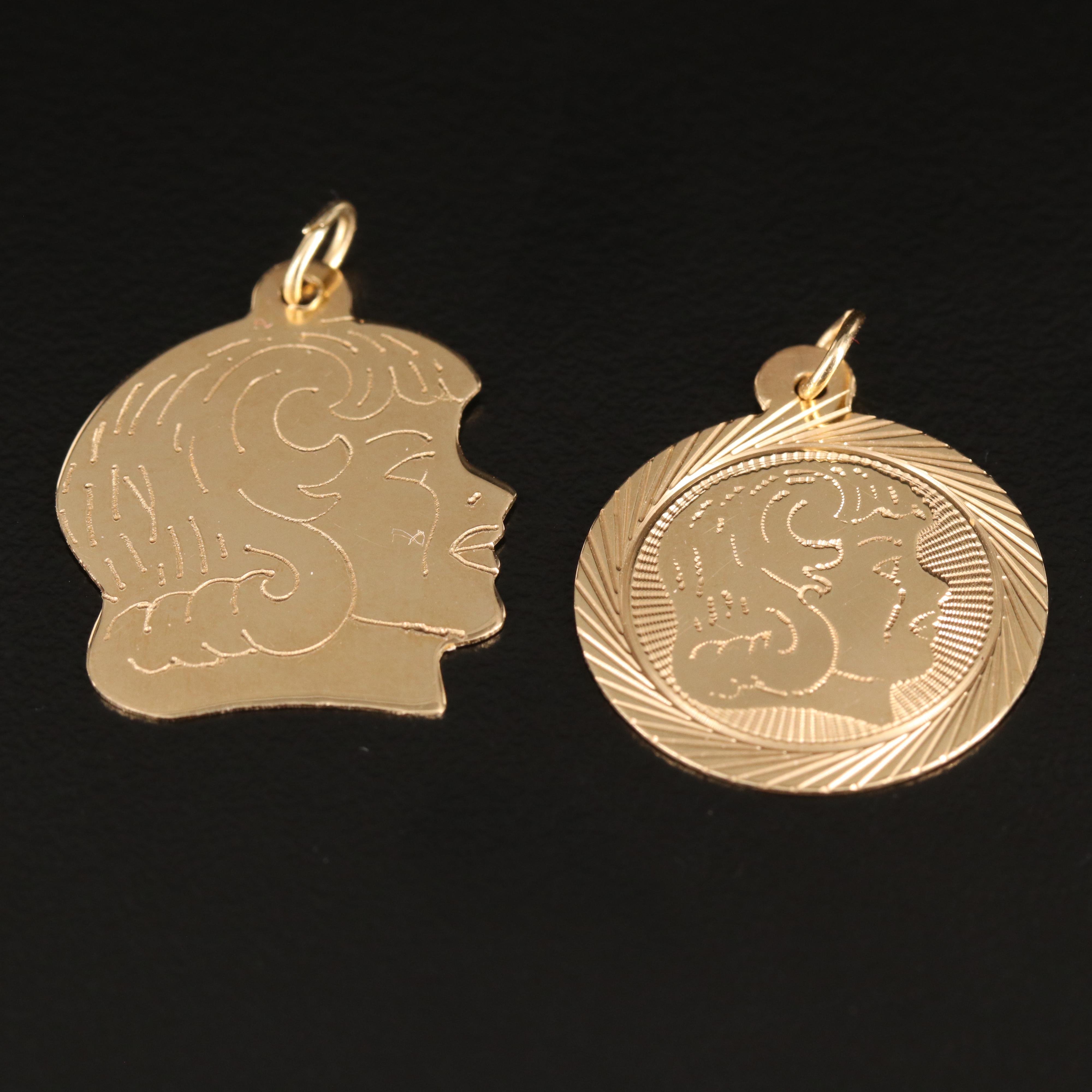 14K Female Profile Charms