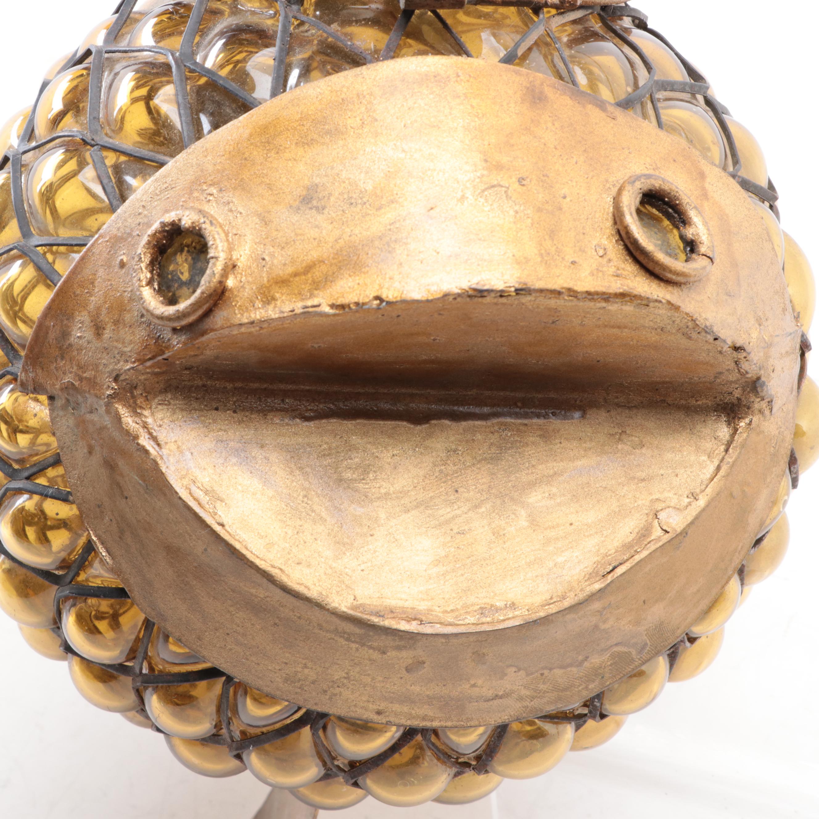 Mid Century Modern Style Glass and Metal Fish Figurine, Mid to Late 20th Century