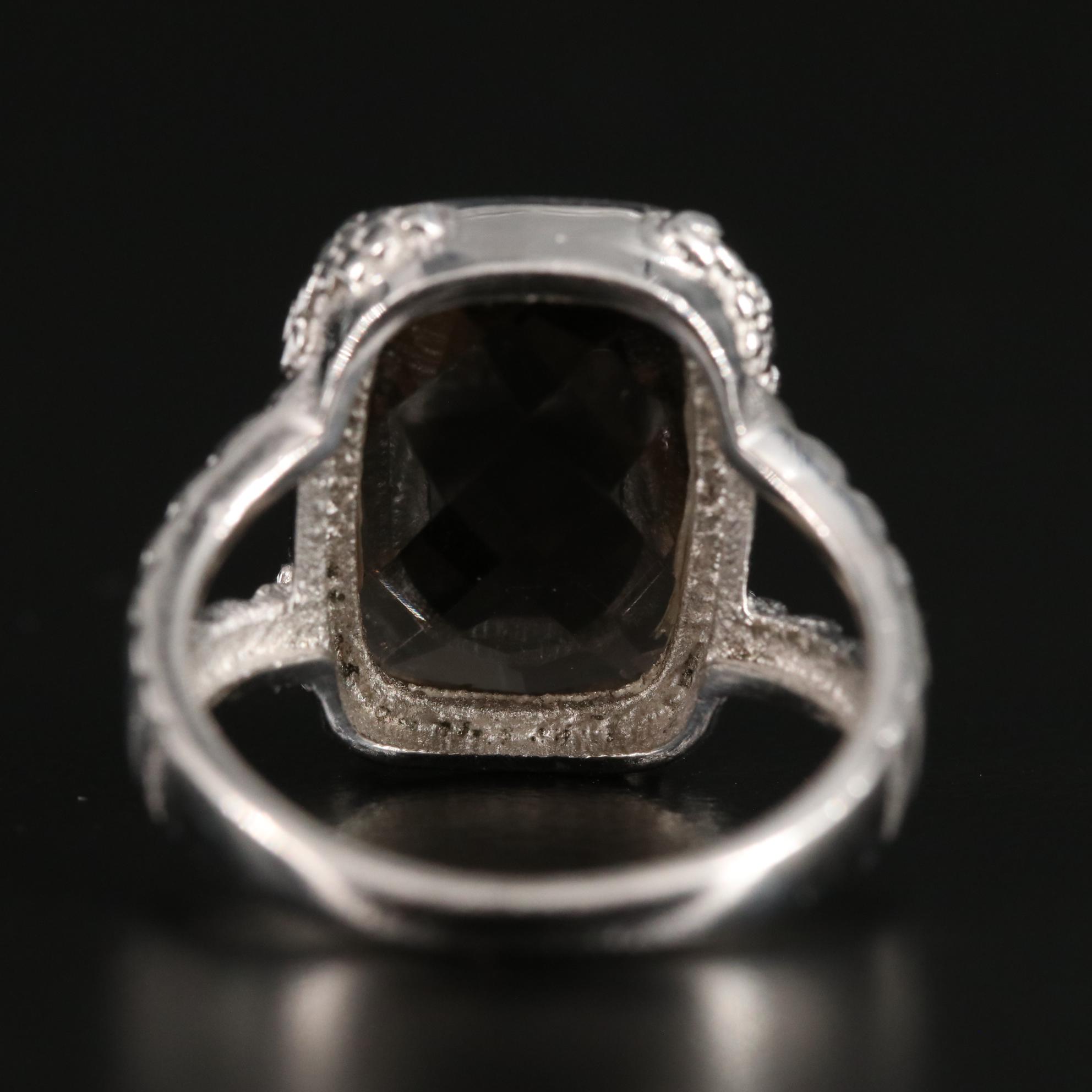 Sterling Smoky Quartz Split Shank Ring