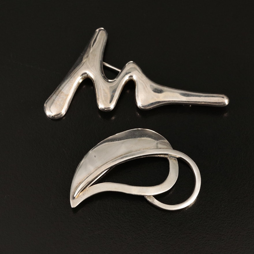 Robert Lee Morris Studio and Sterling Abstract Brooches