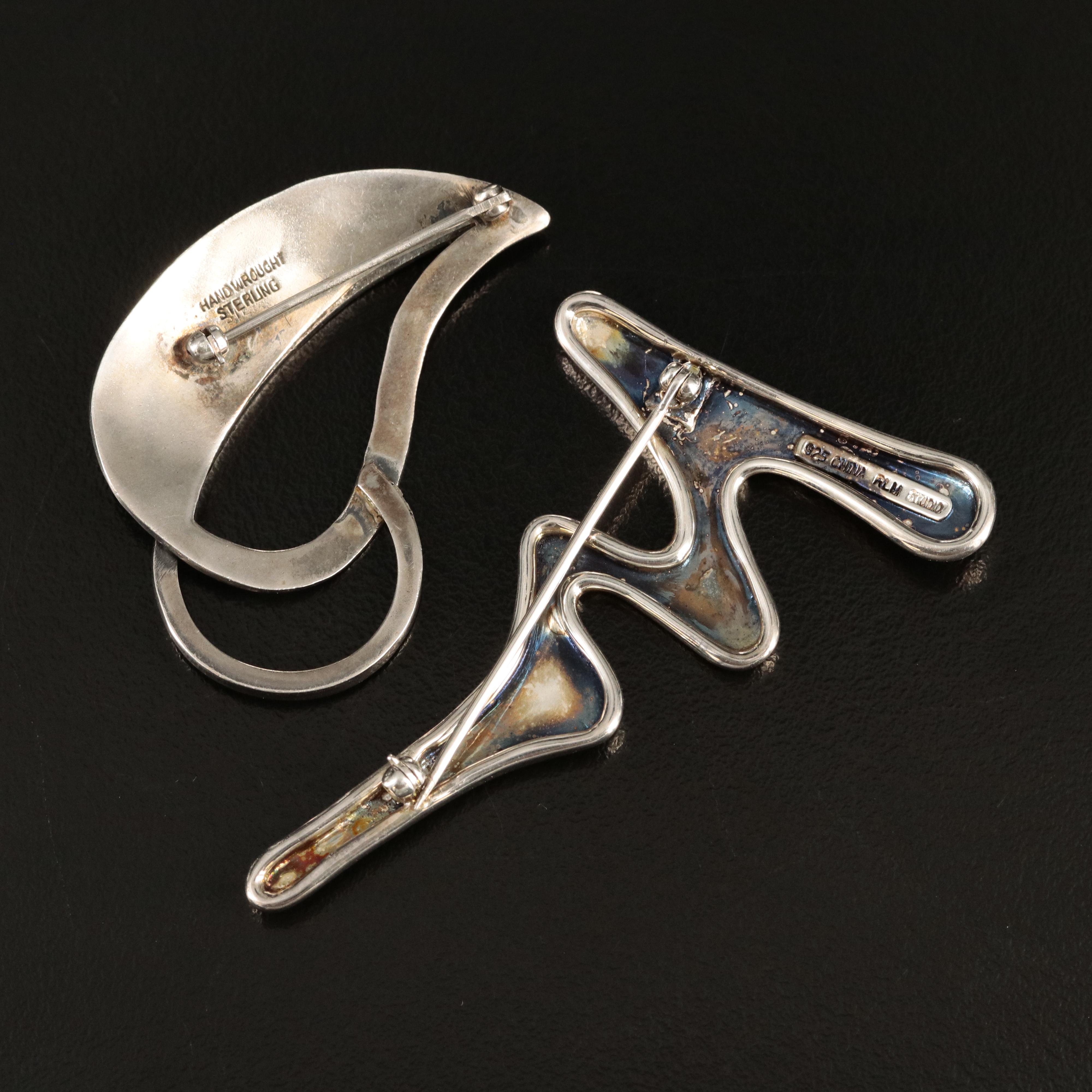 Robert Lee Morris Studio and Sterling Abstract Brooches