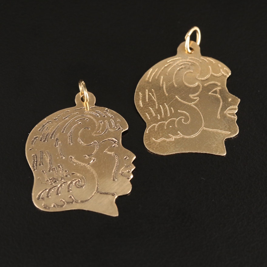 14K Female Profile Charms