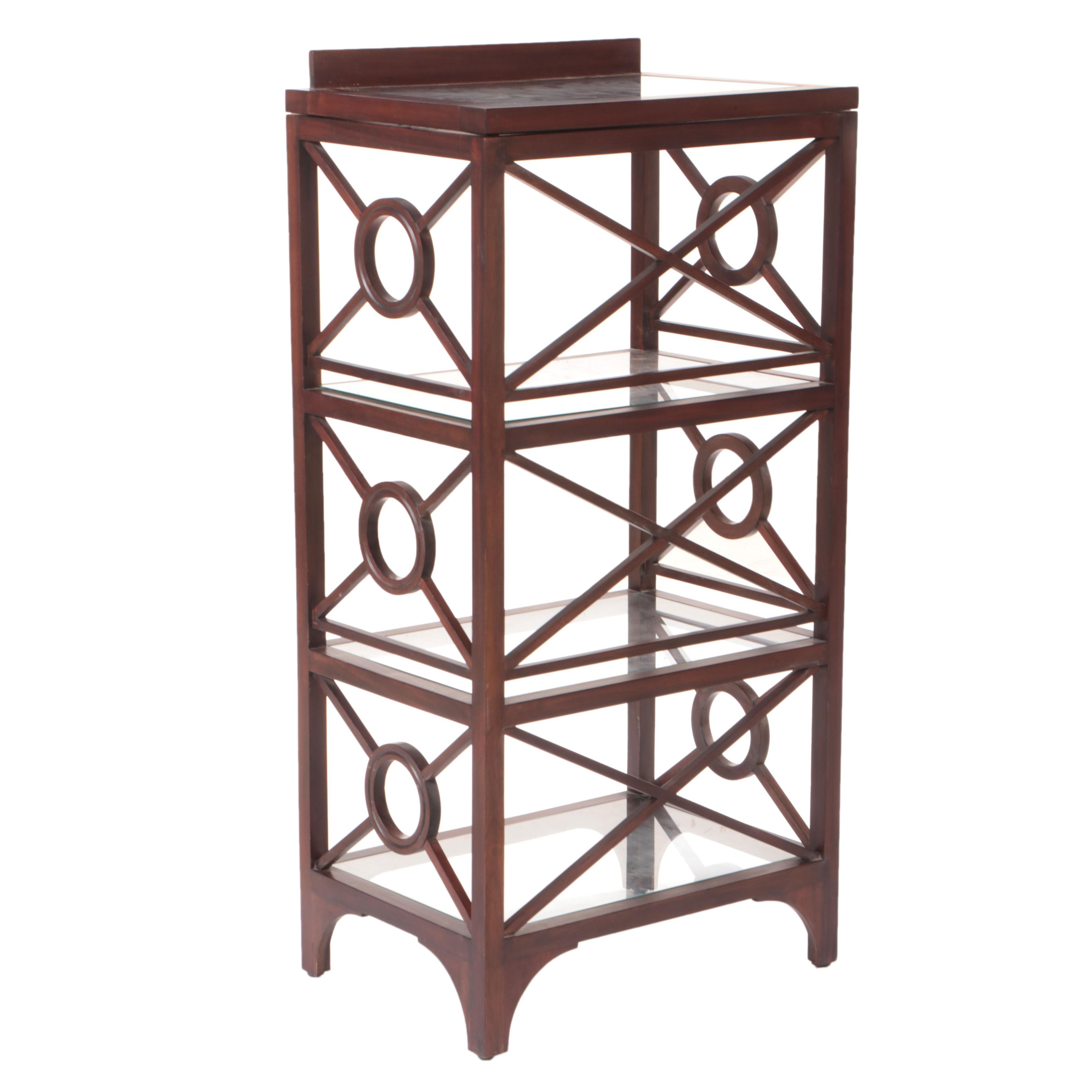 Regency Style Mahogany and Glass Four-Tier Reading Stand with Ratcheted Top