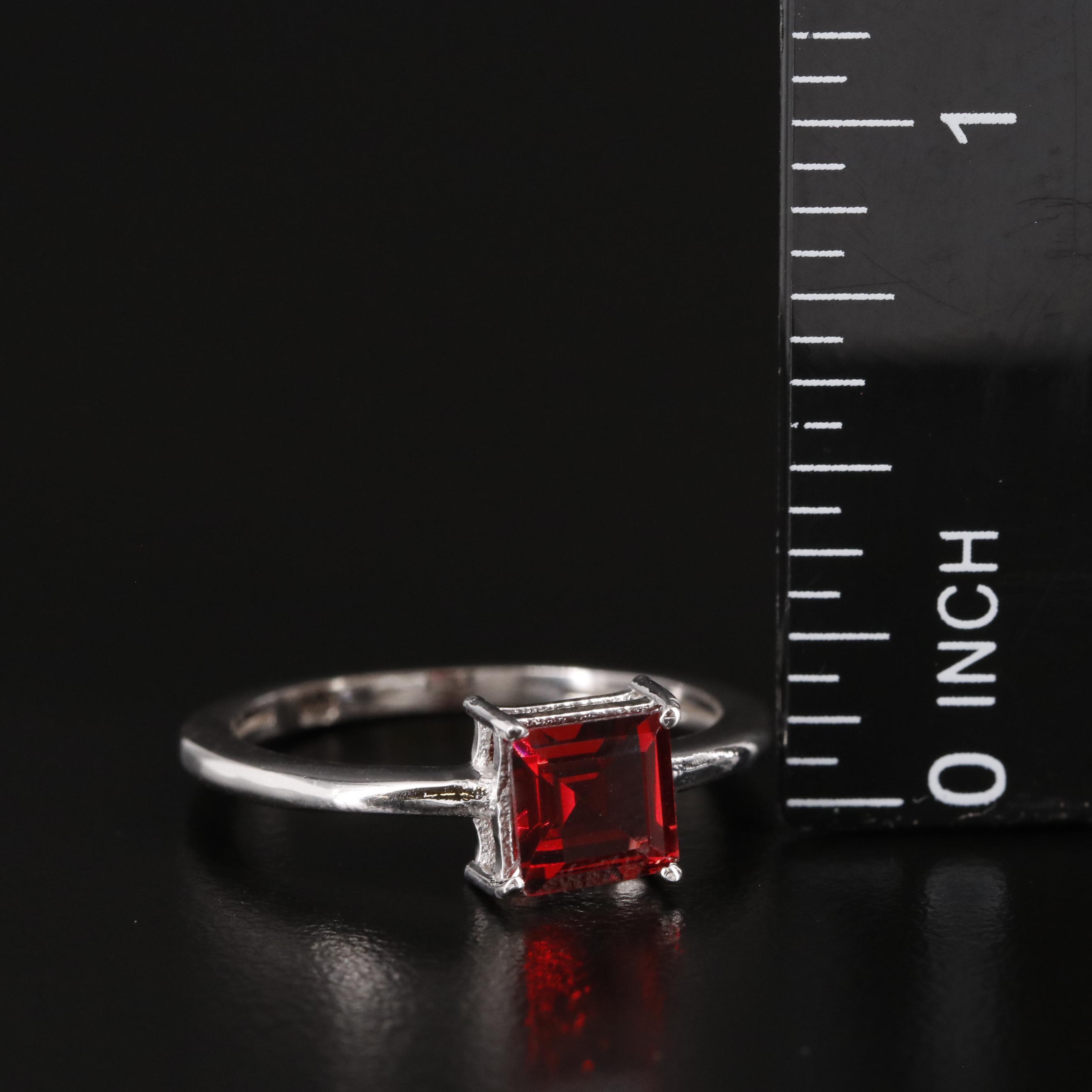 Sterling Garnet Solitaire Ring