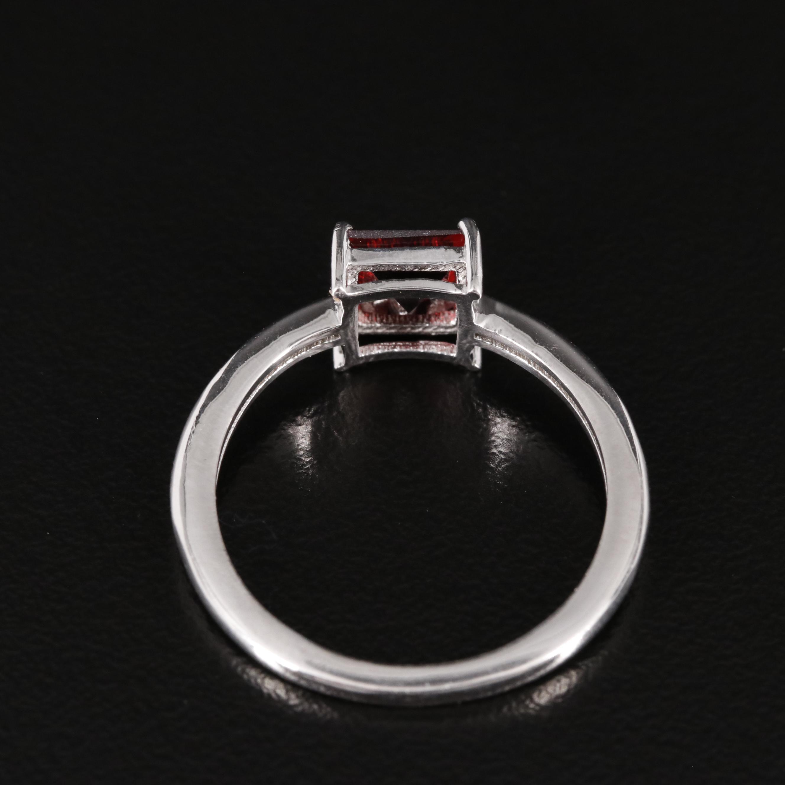 Sterling Garnet Solitaire Ring