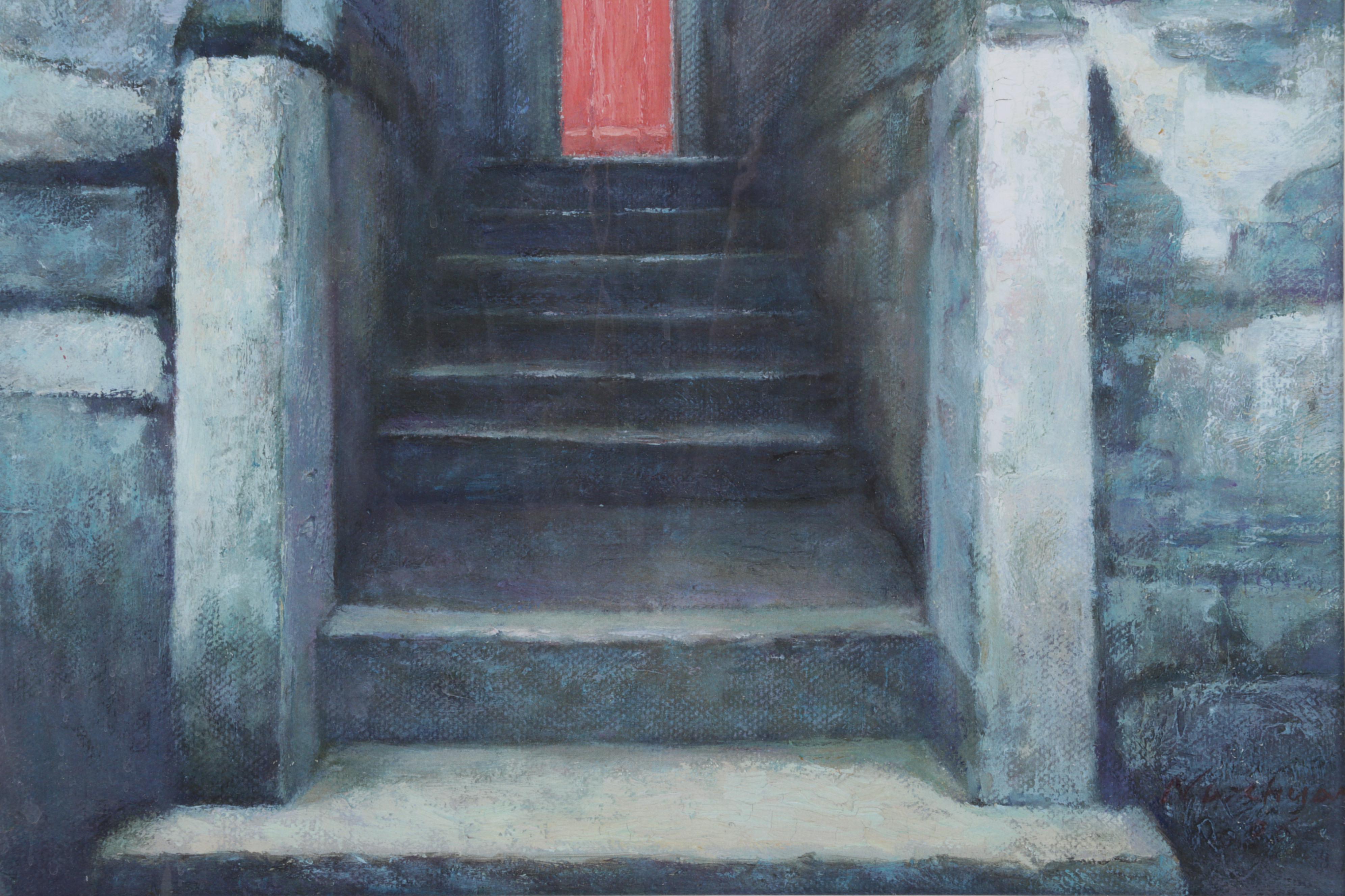 Naichuan Peng Giclées "Flowers on the Hill" and "Red Door #3," 21st Century