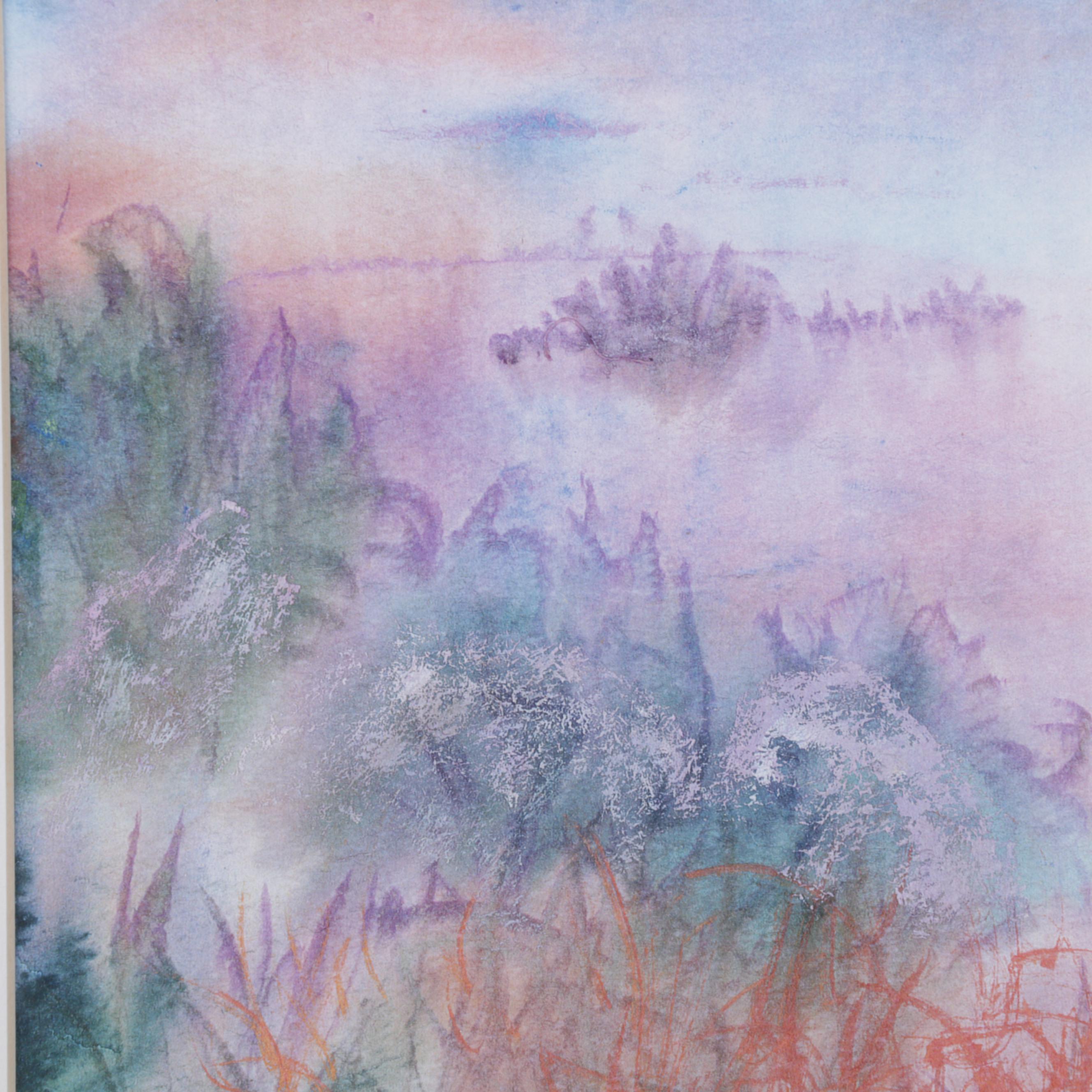 Naichuan Peng Giclées "Flowers on the Hill" and "Red Door #3," 21st Century