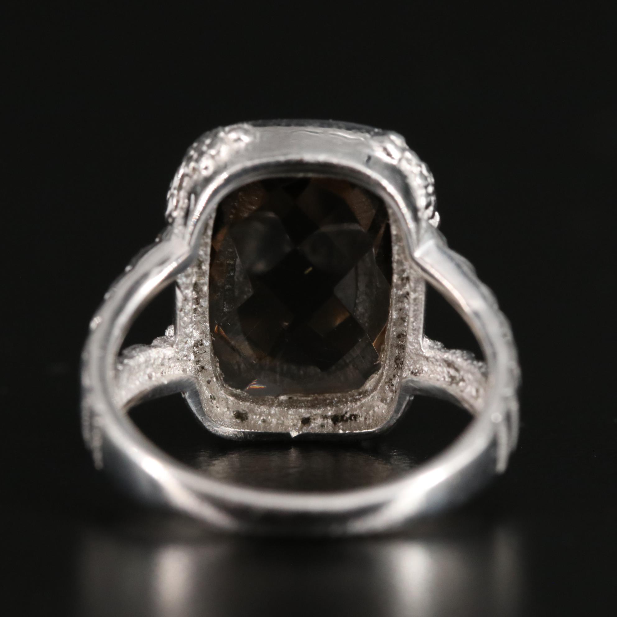 Sterling Smoky Quartz Split Shank Ring