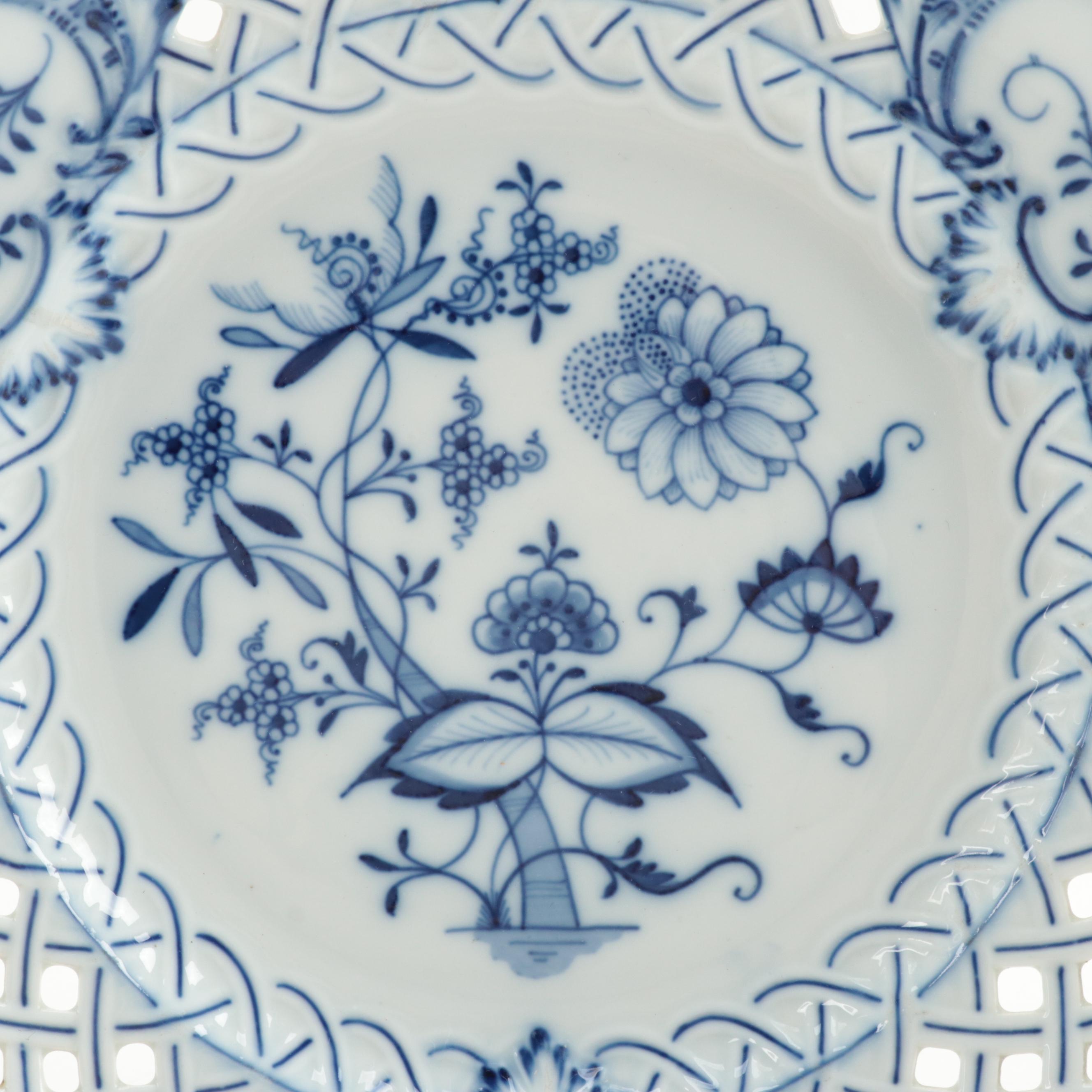 Carl Teichert Blue Onion Style with Seltmann and Other English Flo Blue Plates