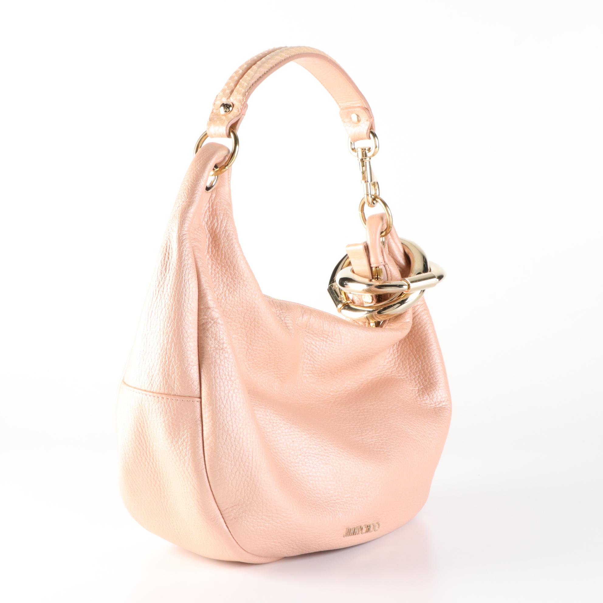 Jimmy Choo Pearlescent Grain Leather Hobo Shoulder Bag