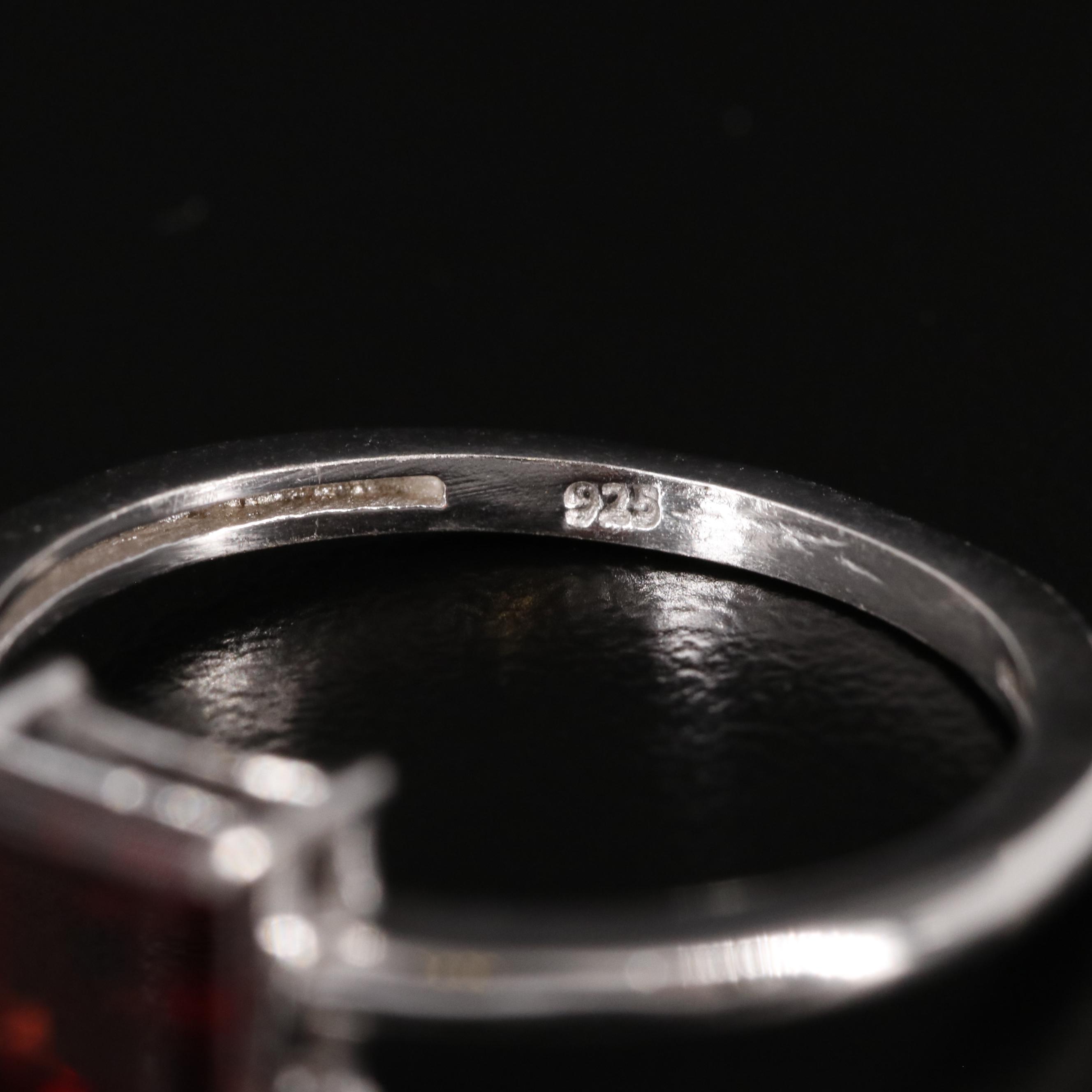 Sterling Garnet Solitaire Ring