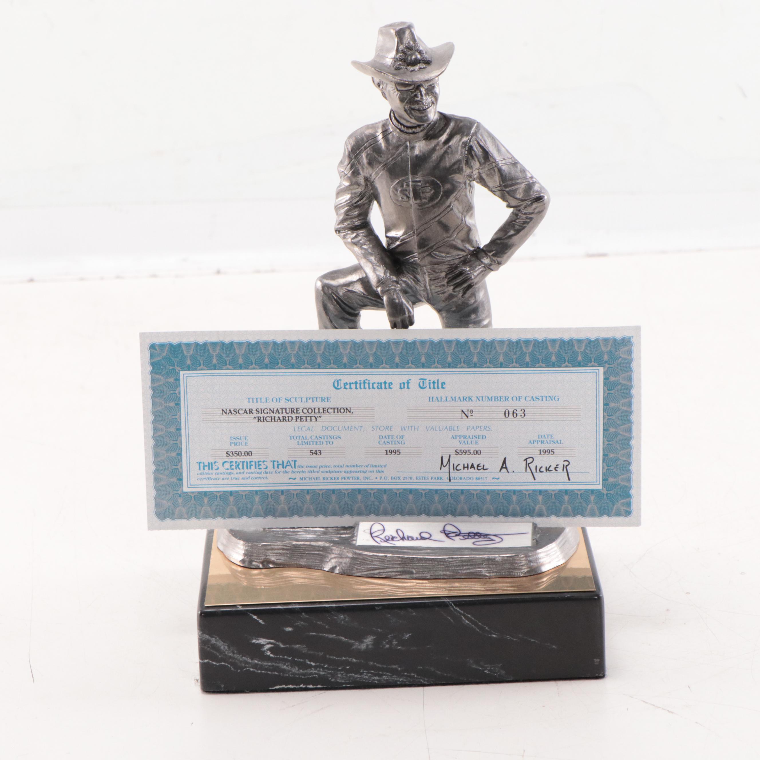 Richard Petty Signed Limited Edition Pewter Figurine by Michael Ricker, 1995
