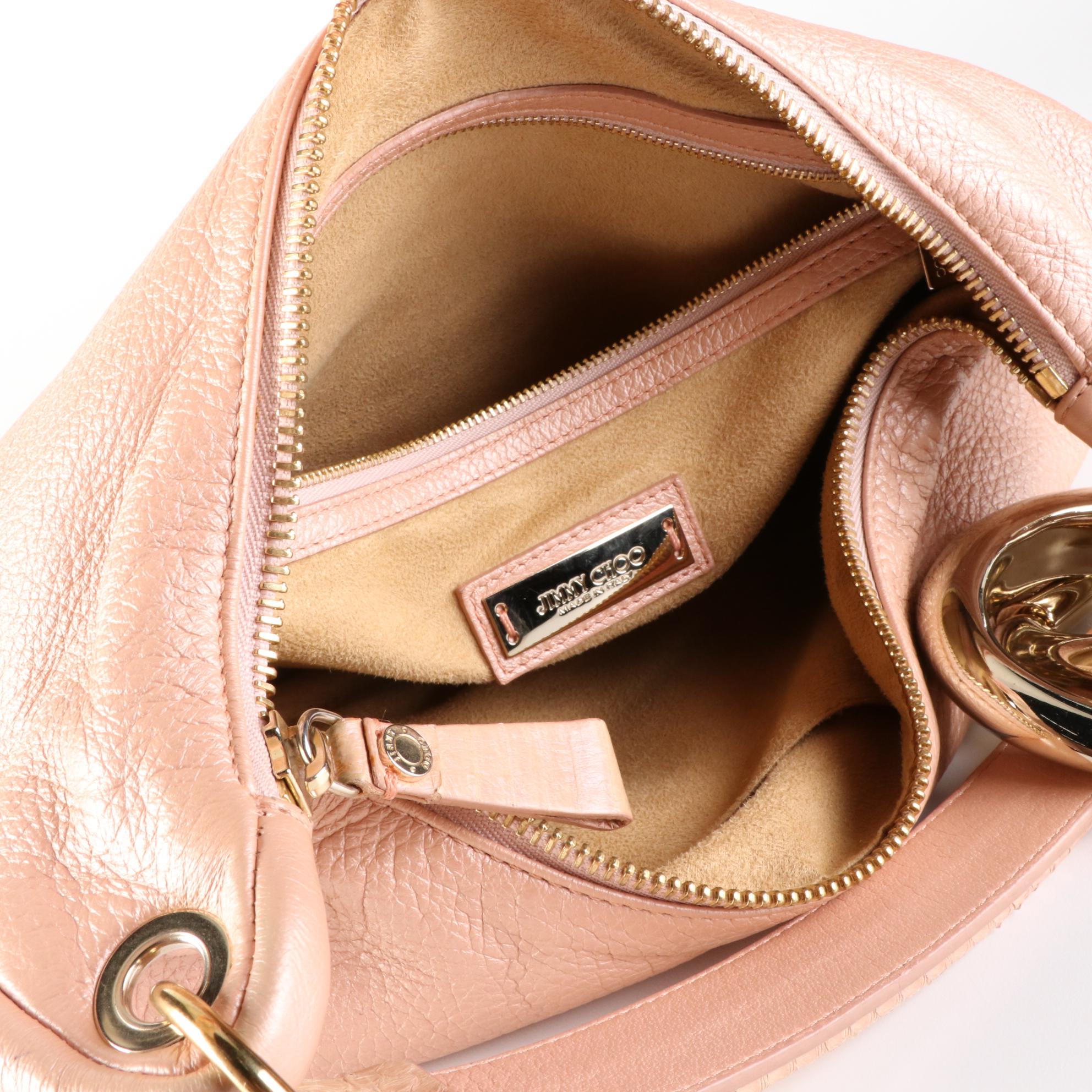 Jimmy Choo Pearlescent Grain Leather Hobo Shoulder Bag