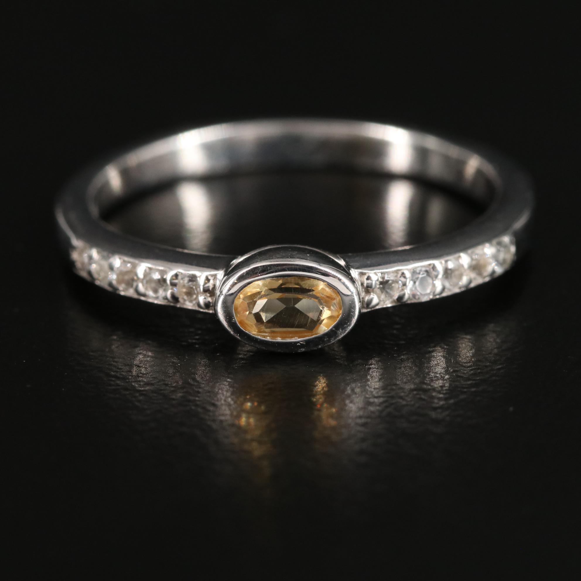 Sterling Citrine and White Topaz Ring