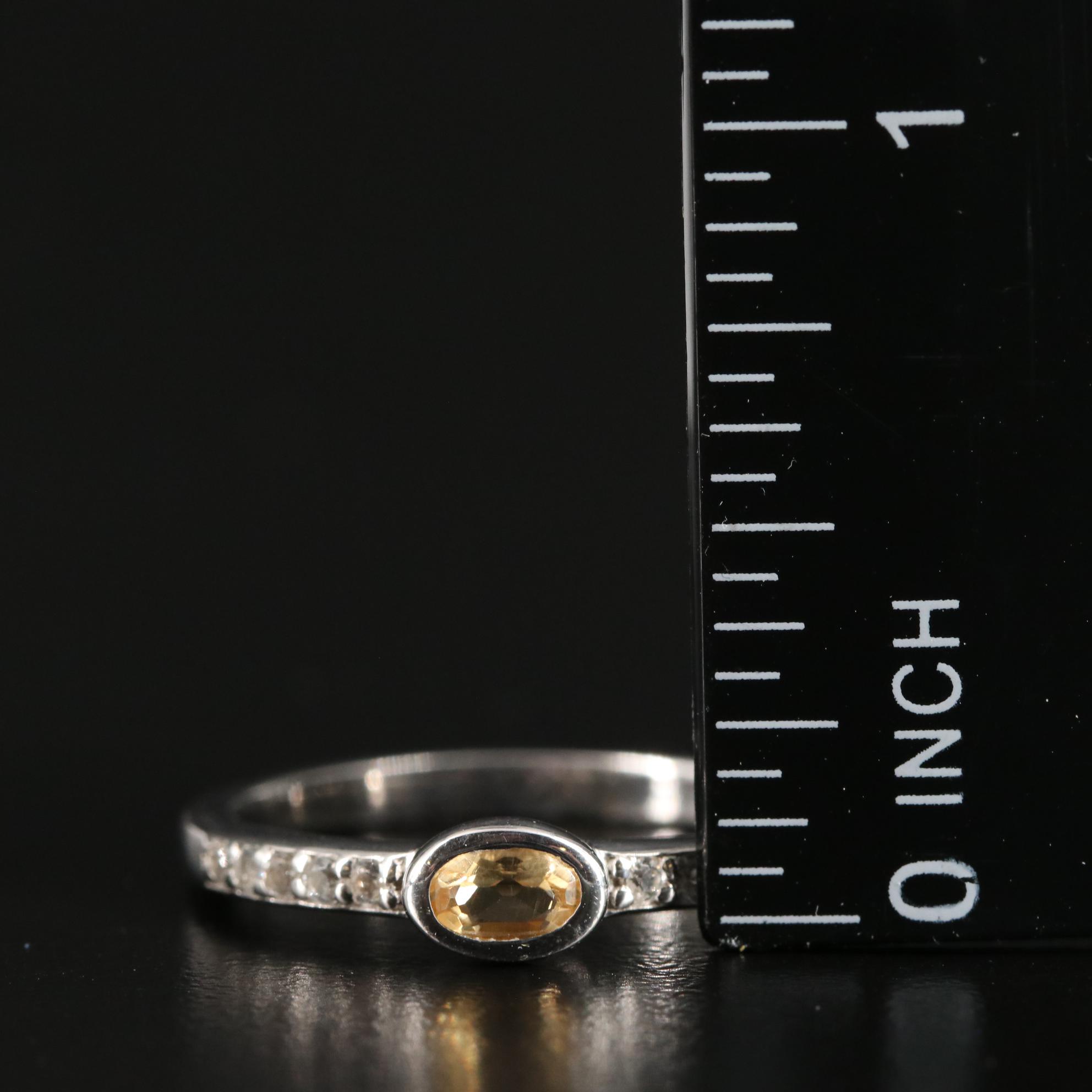 Sterling Citrine and White Topaz Ring