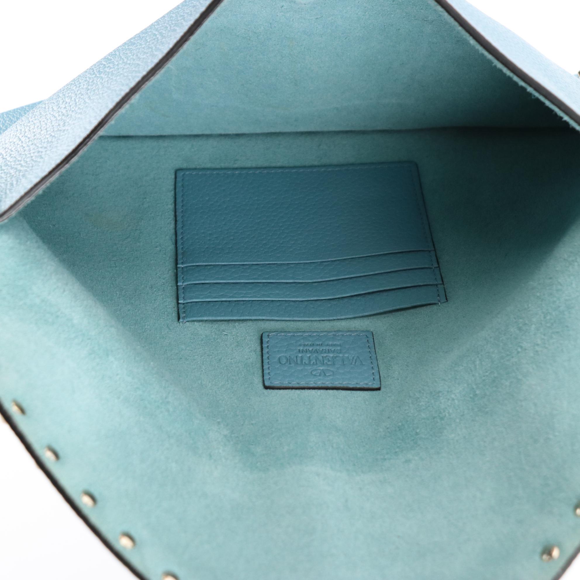 Valentino Rockstud Envelope Clutch in Full-Grain Leather