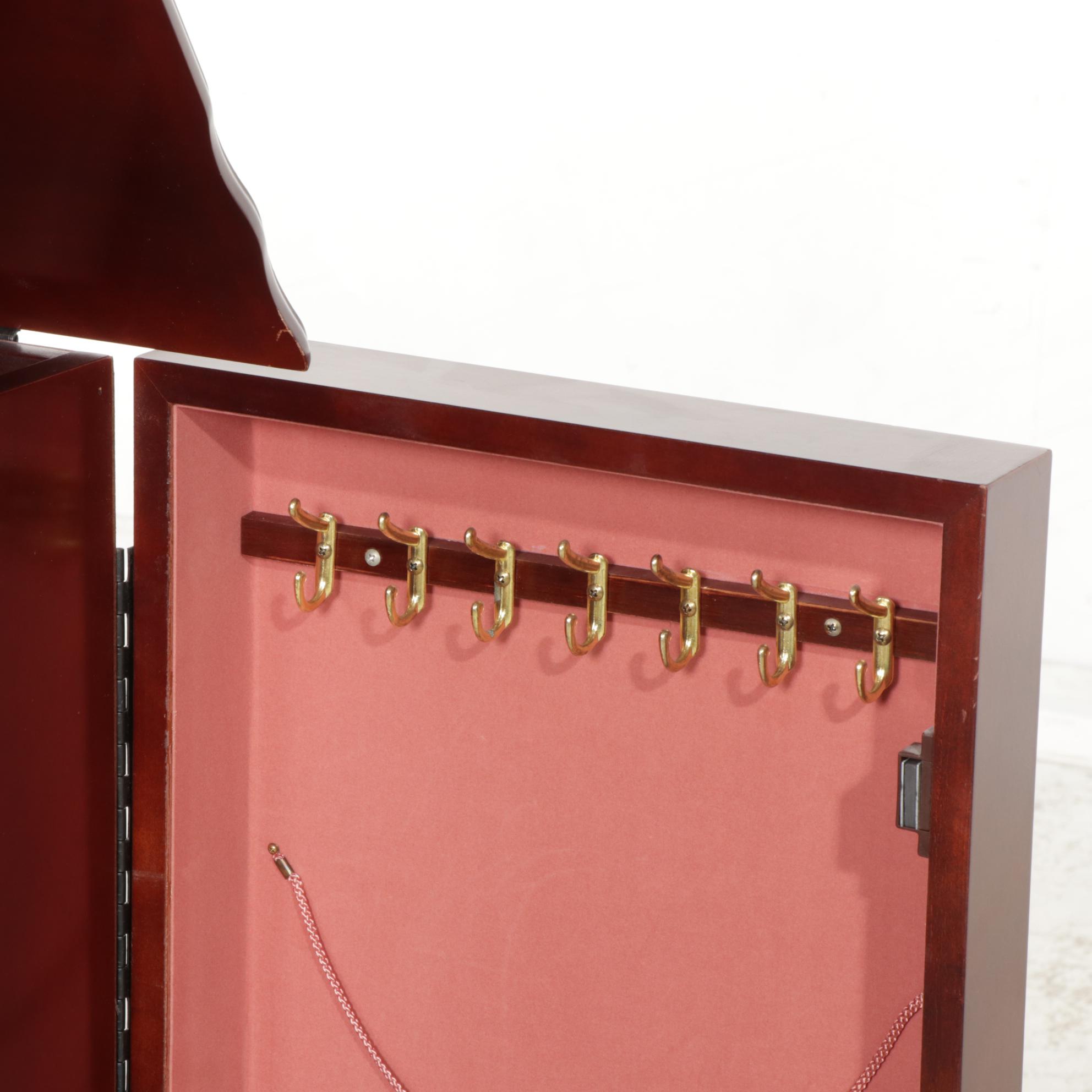 Powell Queen Anne Style Cherry-Stained Jewelry Armoire, Late 20th Century