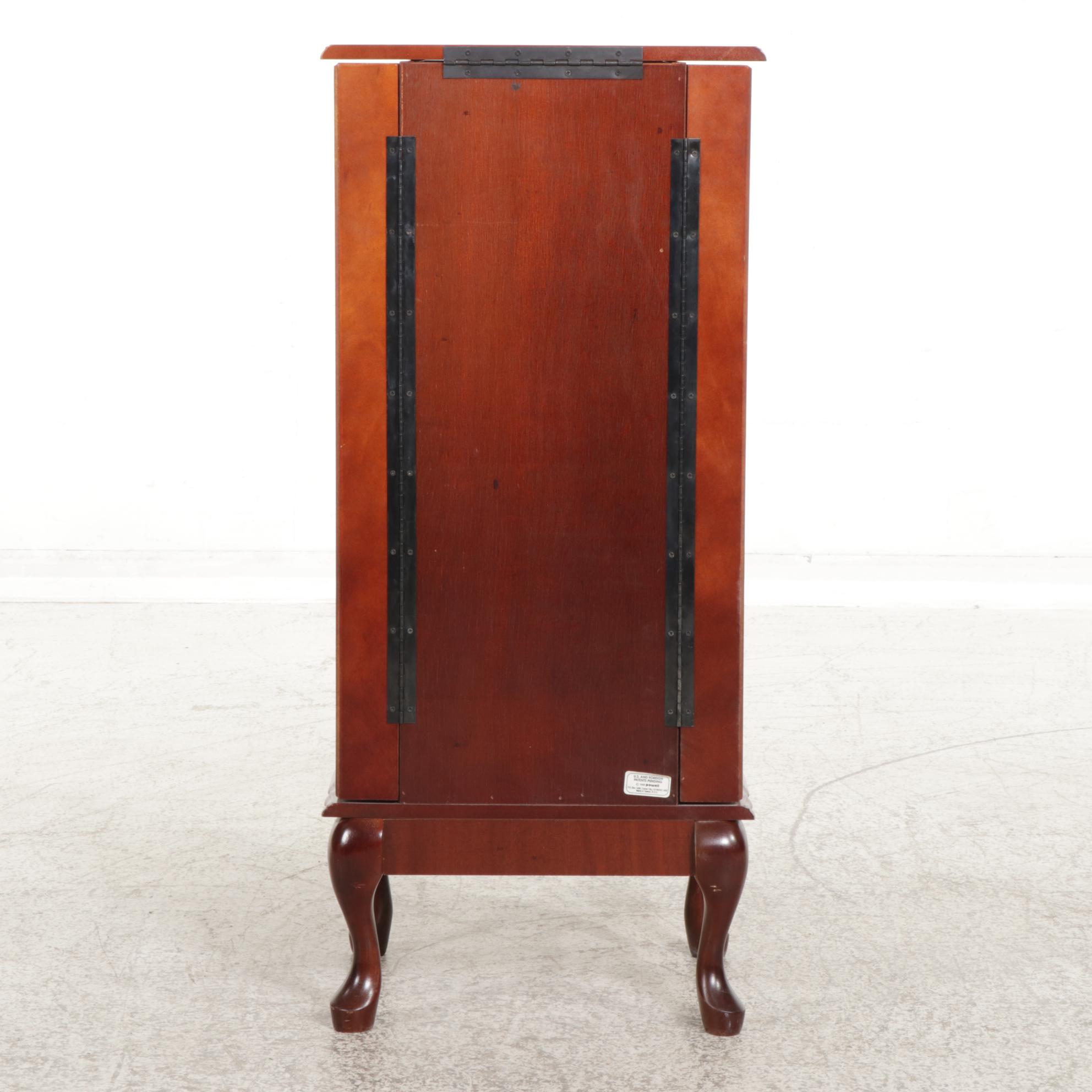 Powell Queen Anne Style Cherry-Stained Jewelry Armoire, Late 20th Century