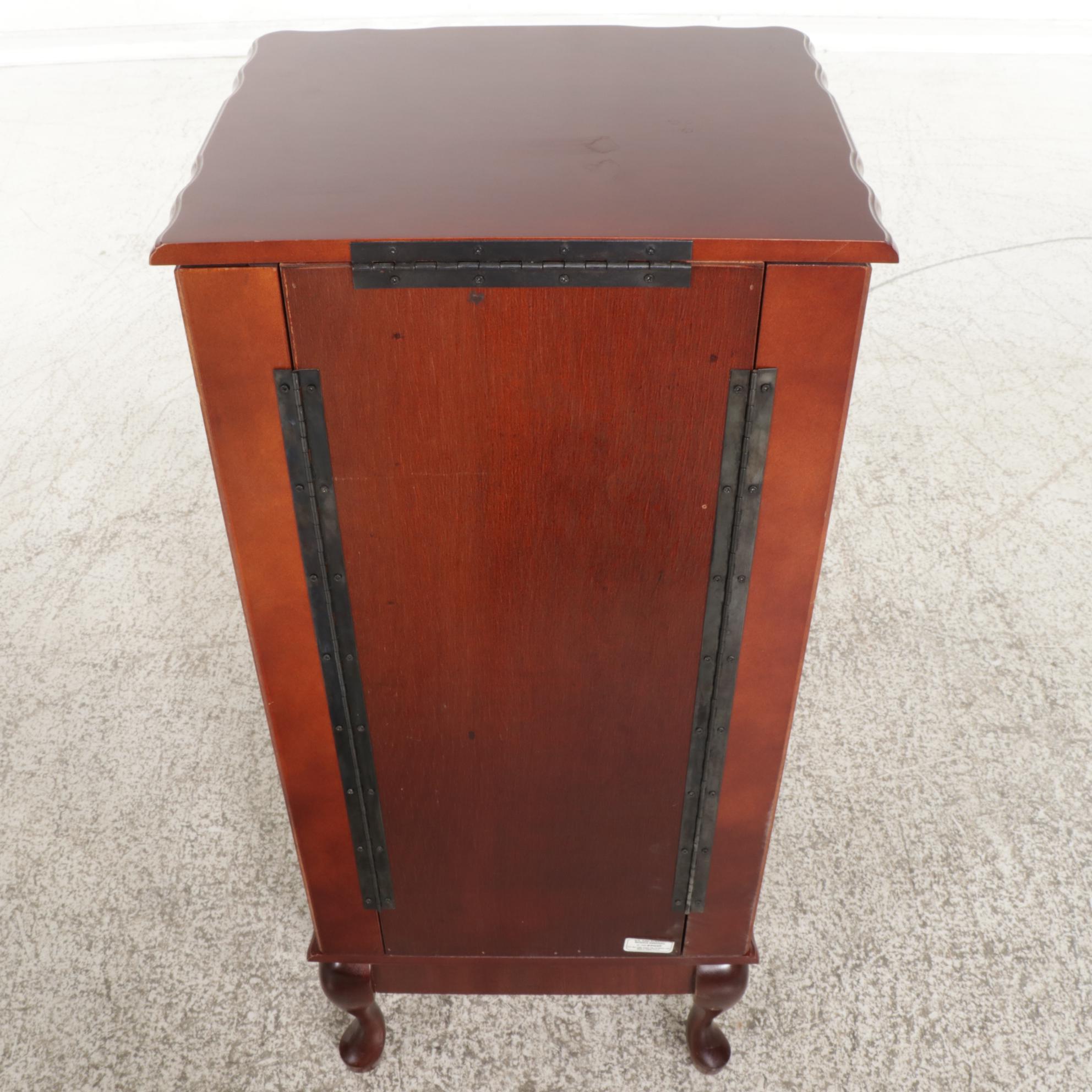 Powell Queen Anne Style Cherry-Stained Jewelry Armoire, Late 20th Century
