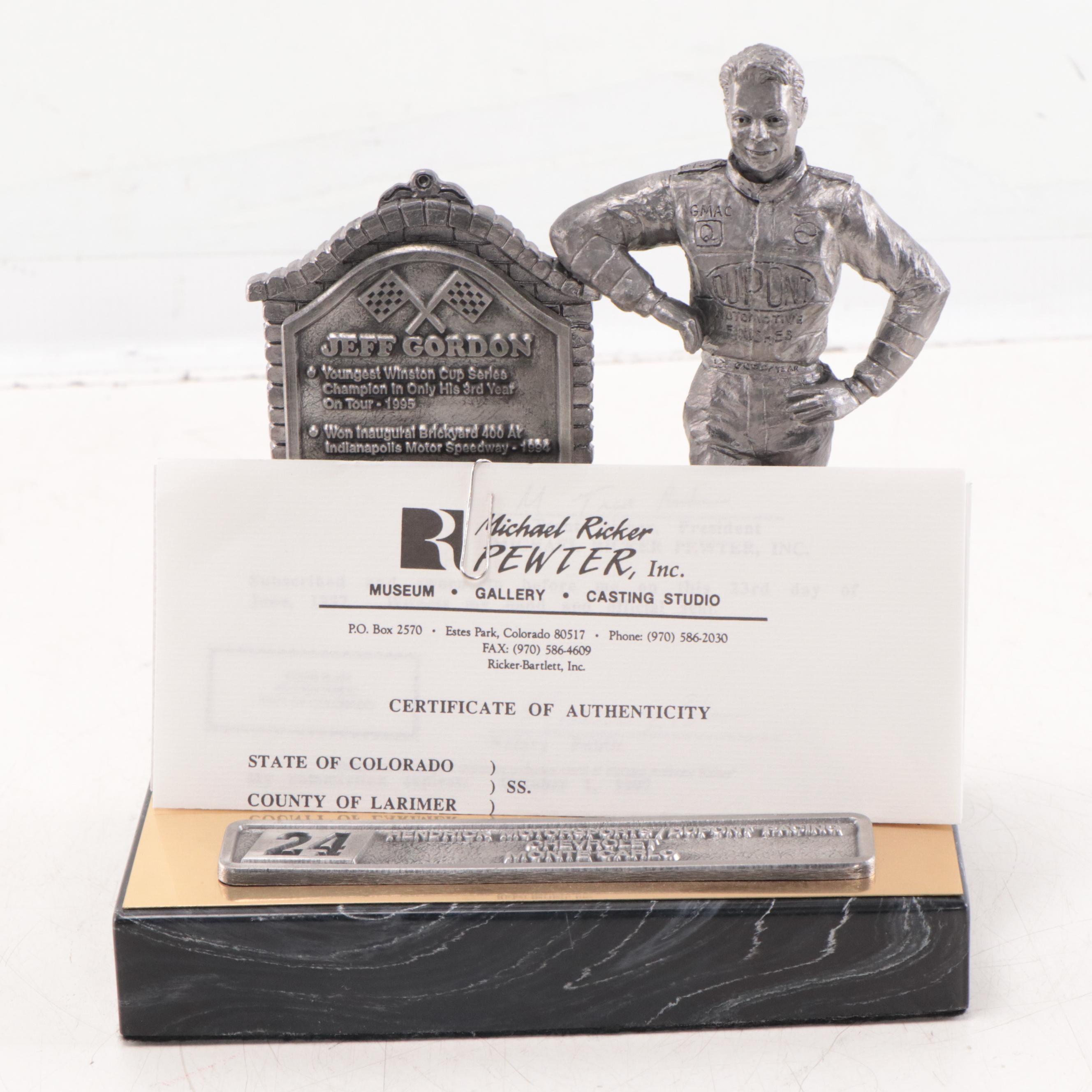 Jeff Gordon Signed Pewter Sculpture by Michael Ricker, 1997