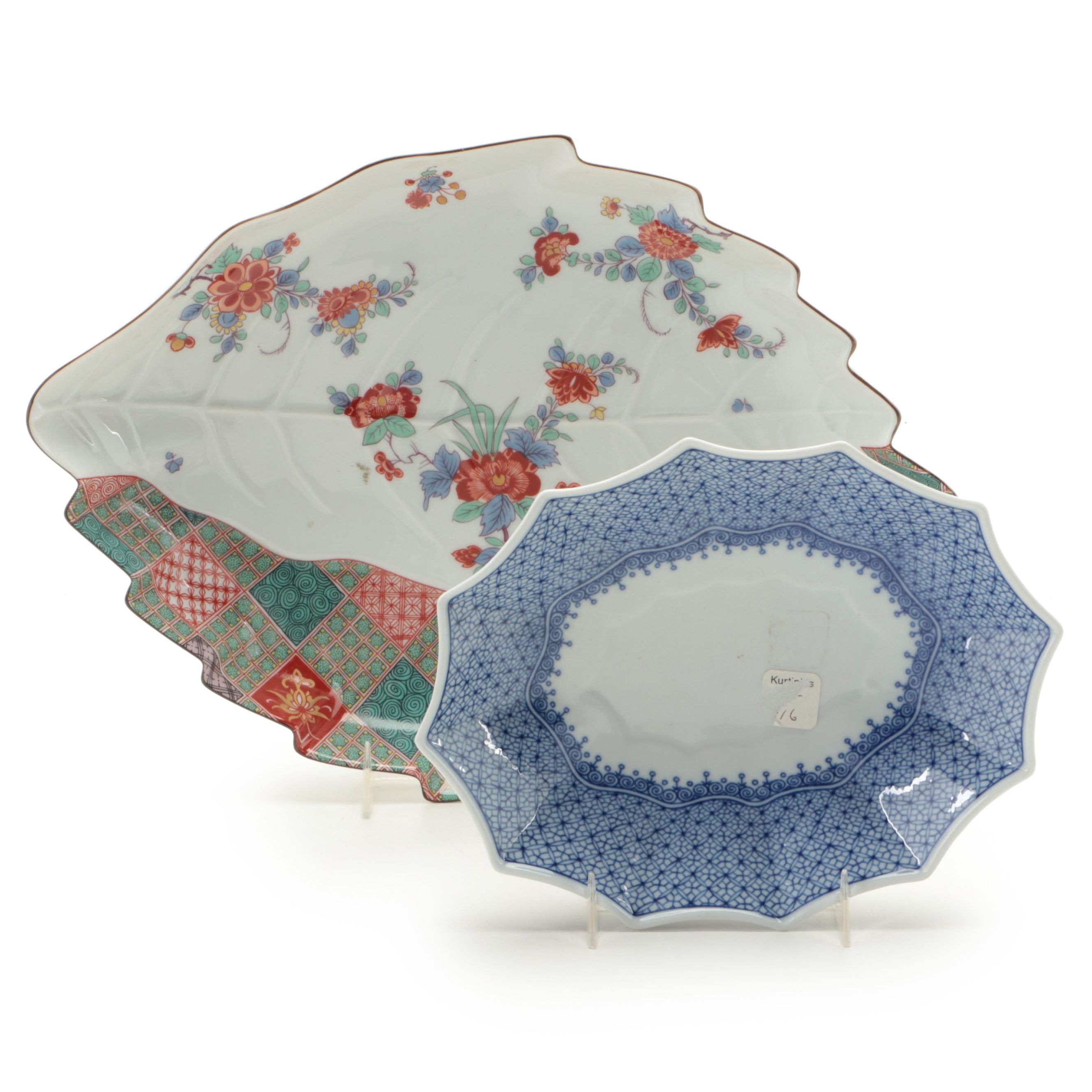 Mottahedeh Meissen Prince Of Liechtenstein Reproduction Leaf Dish and Other Dish