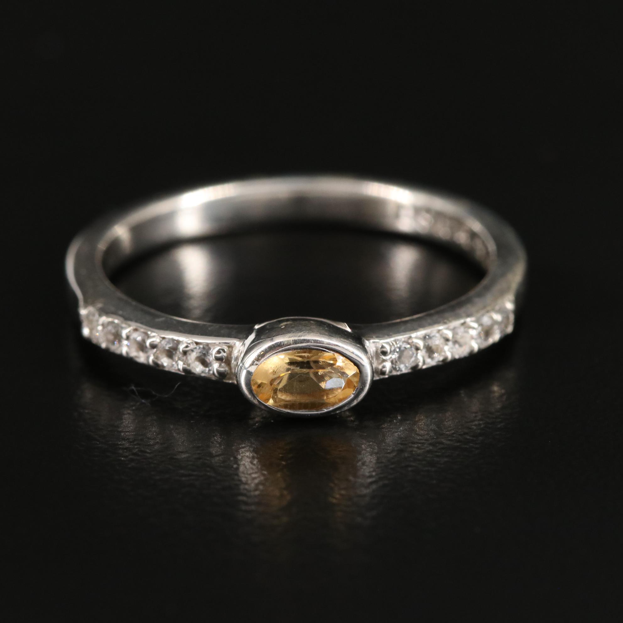 Sterling Citrine and White Topaz Ring
