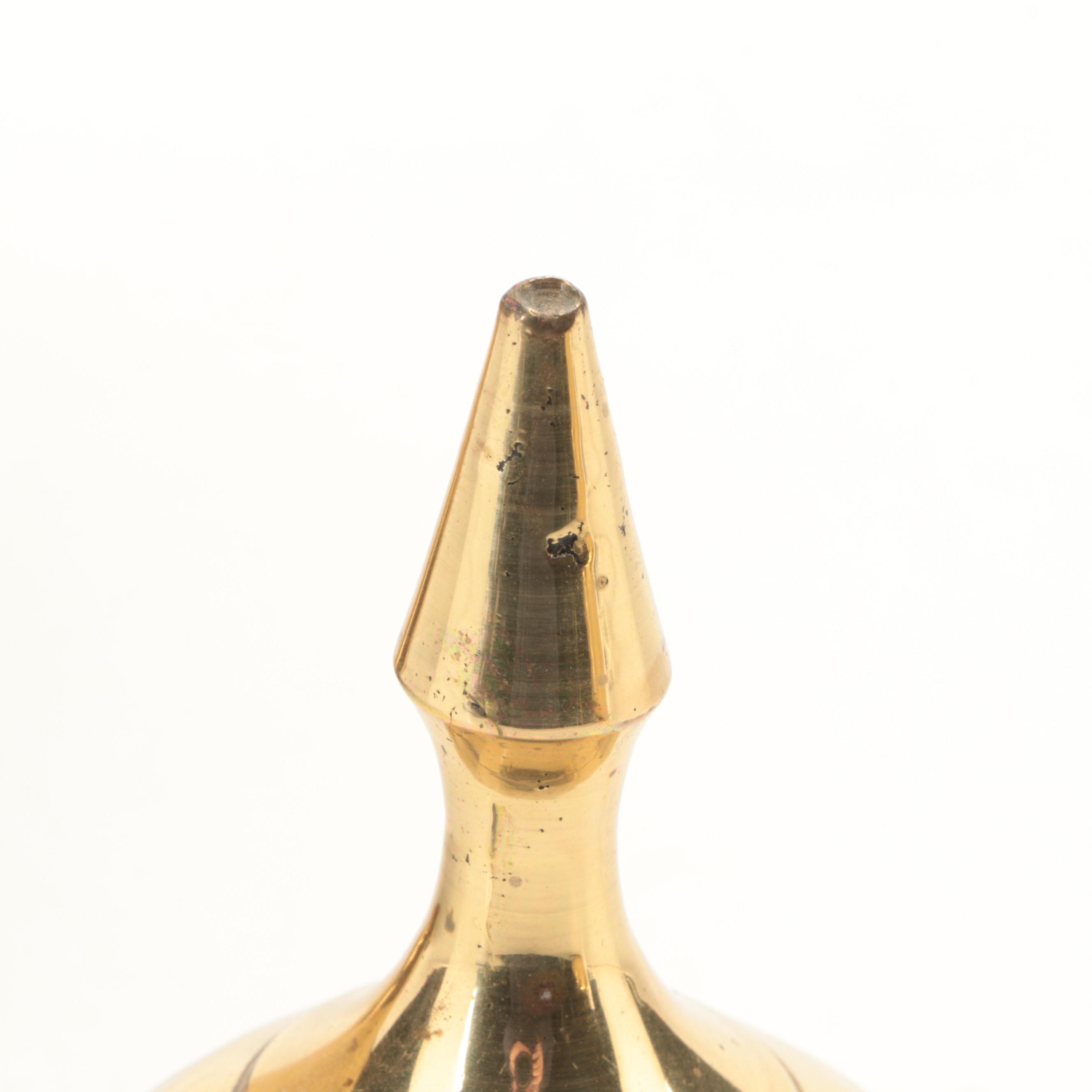 Indian Hammered Brass Temple Jar and Round Vase