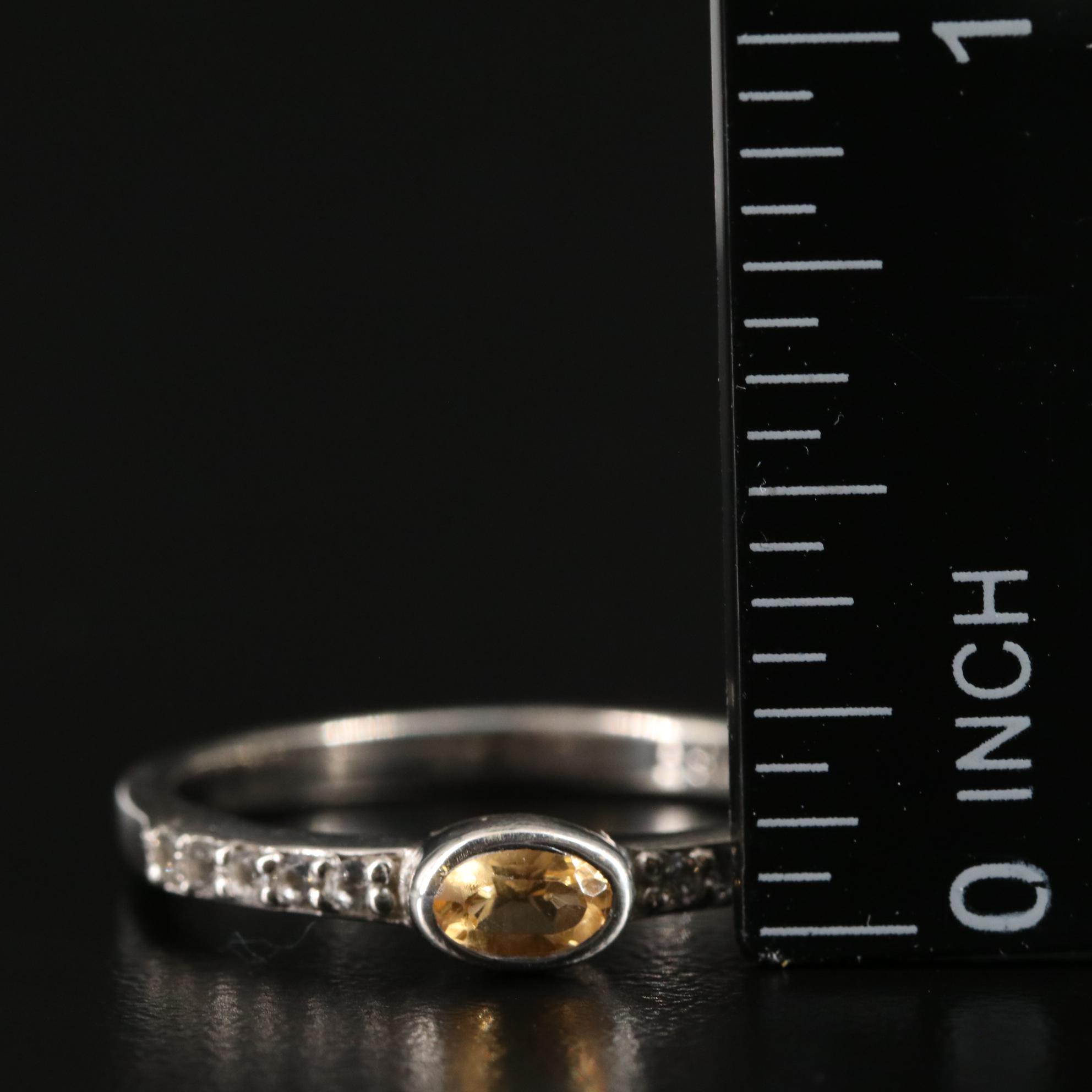 Sterling Citrine and White Topaz Ring