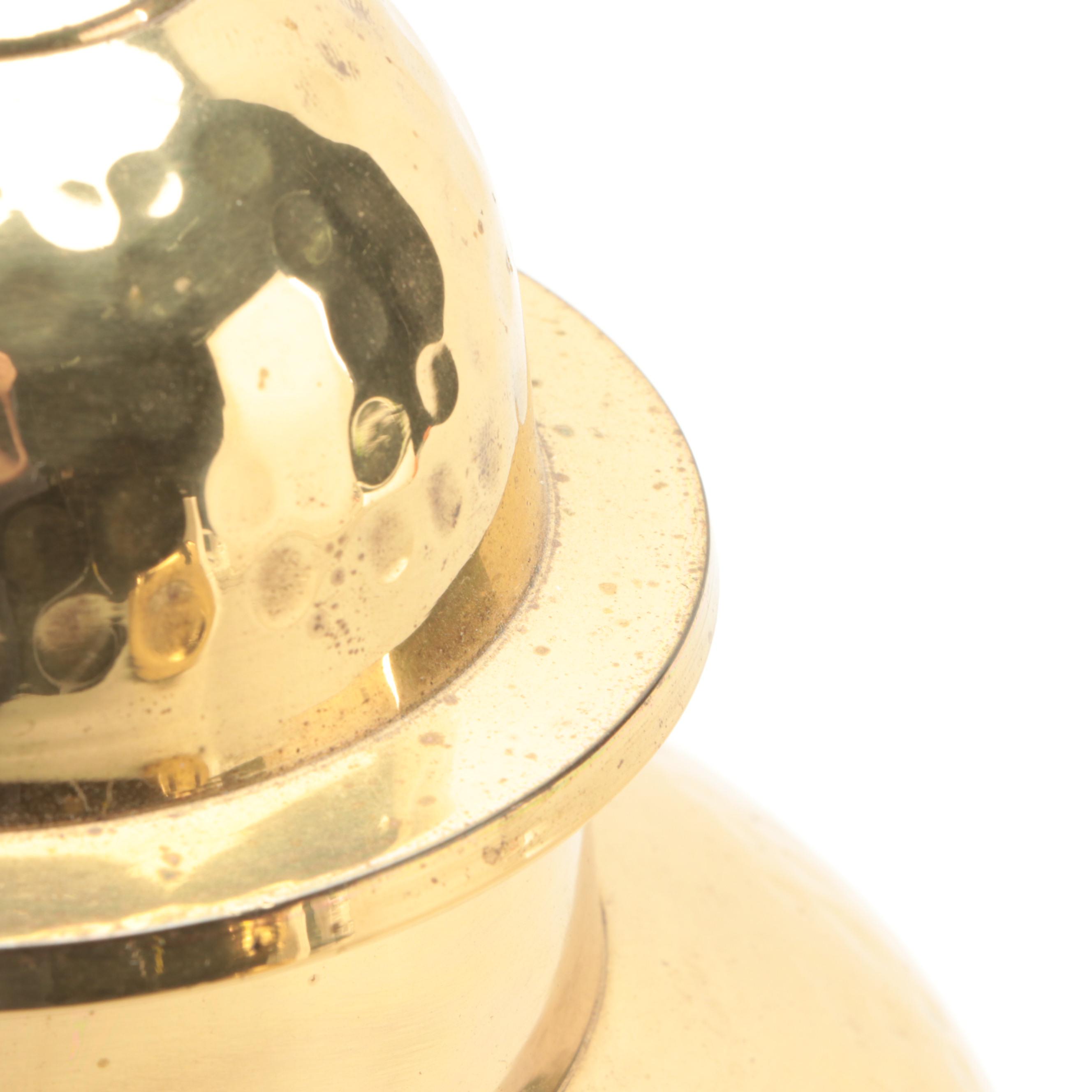 Indian Hammered Brass Temple Jar and Round Vase