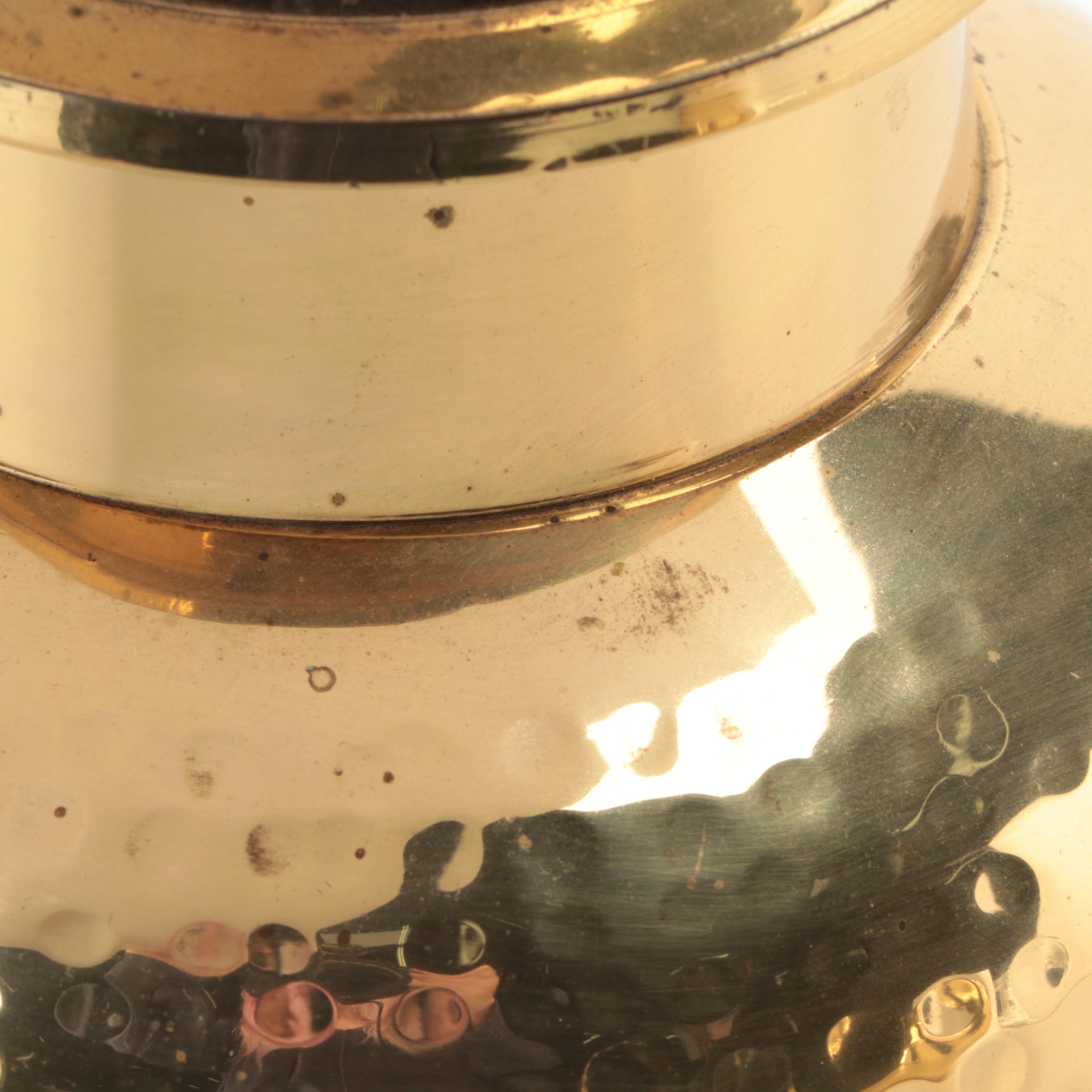 Indian Hammered Brass Temple Jar and Round Vase