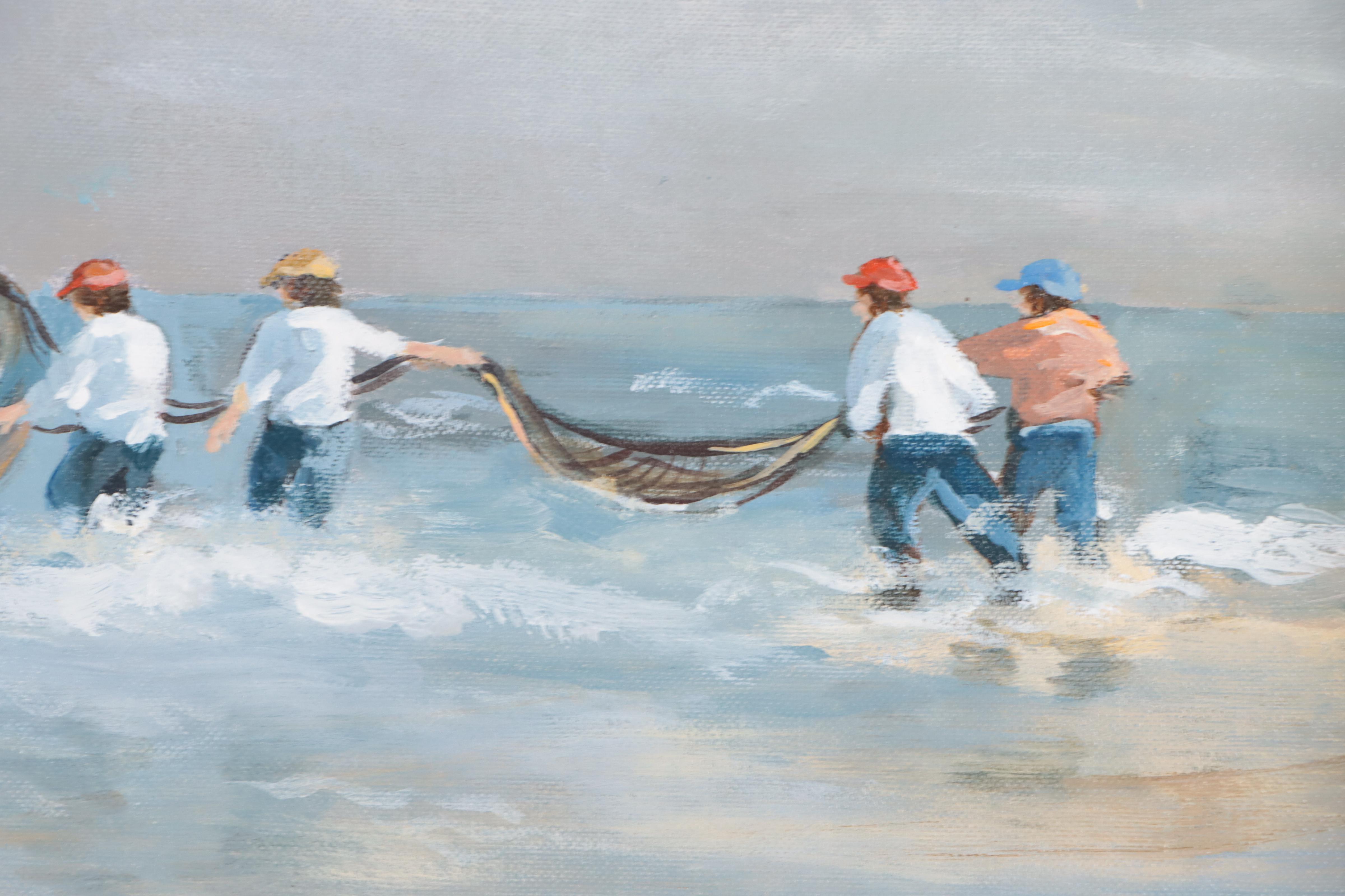 B. Perrin Coastal Scene Oil Painting in the Manner of Robert Fabe, 1987