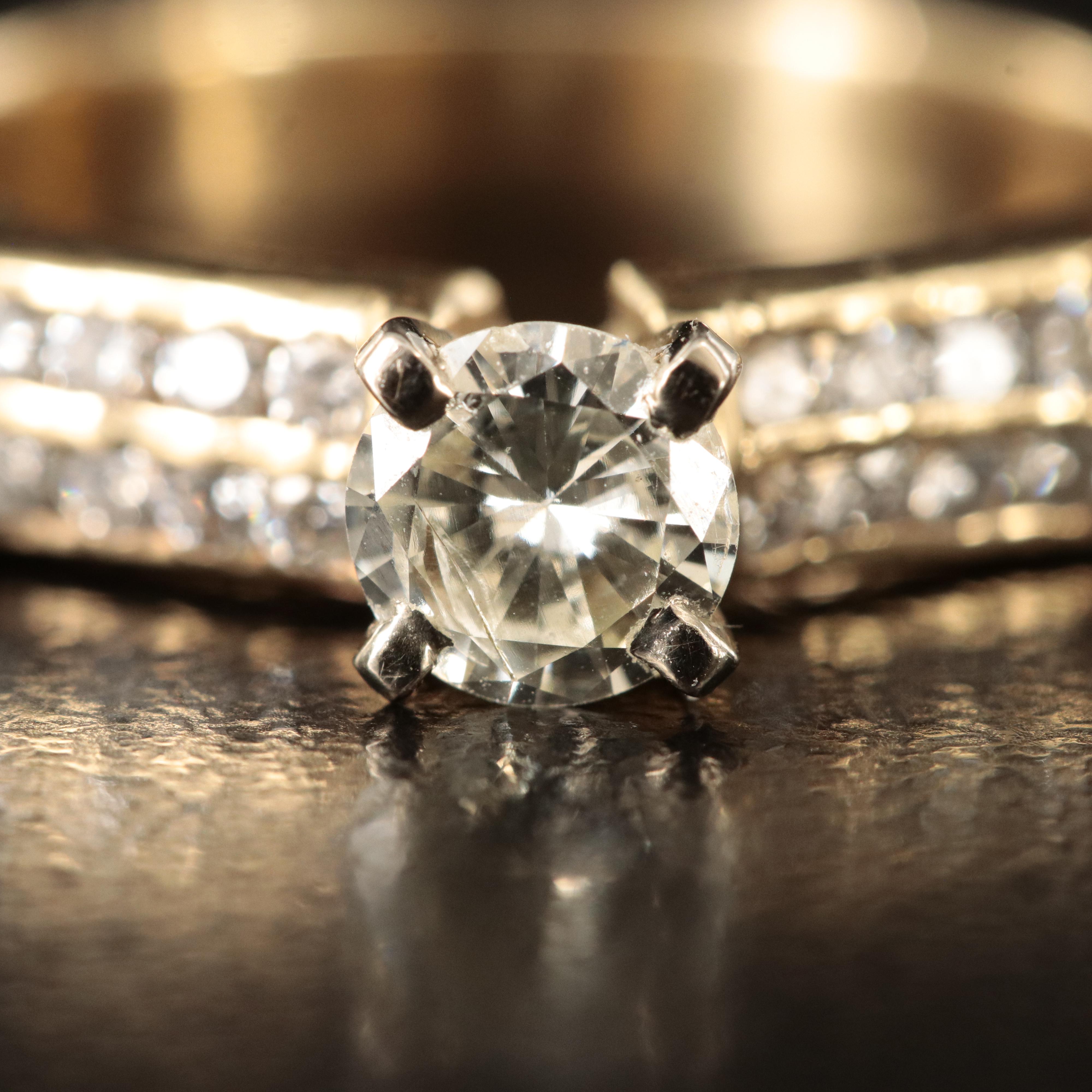 14K 0.74 CTW Diamond Ring with Knife Edge