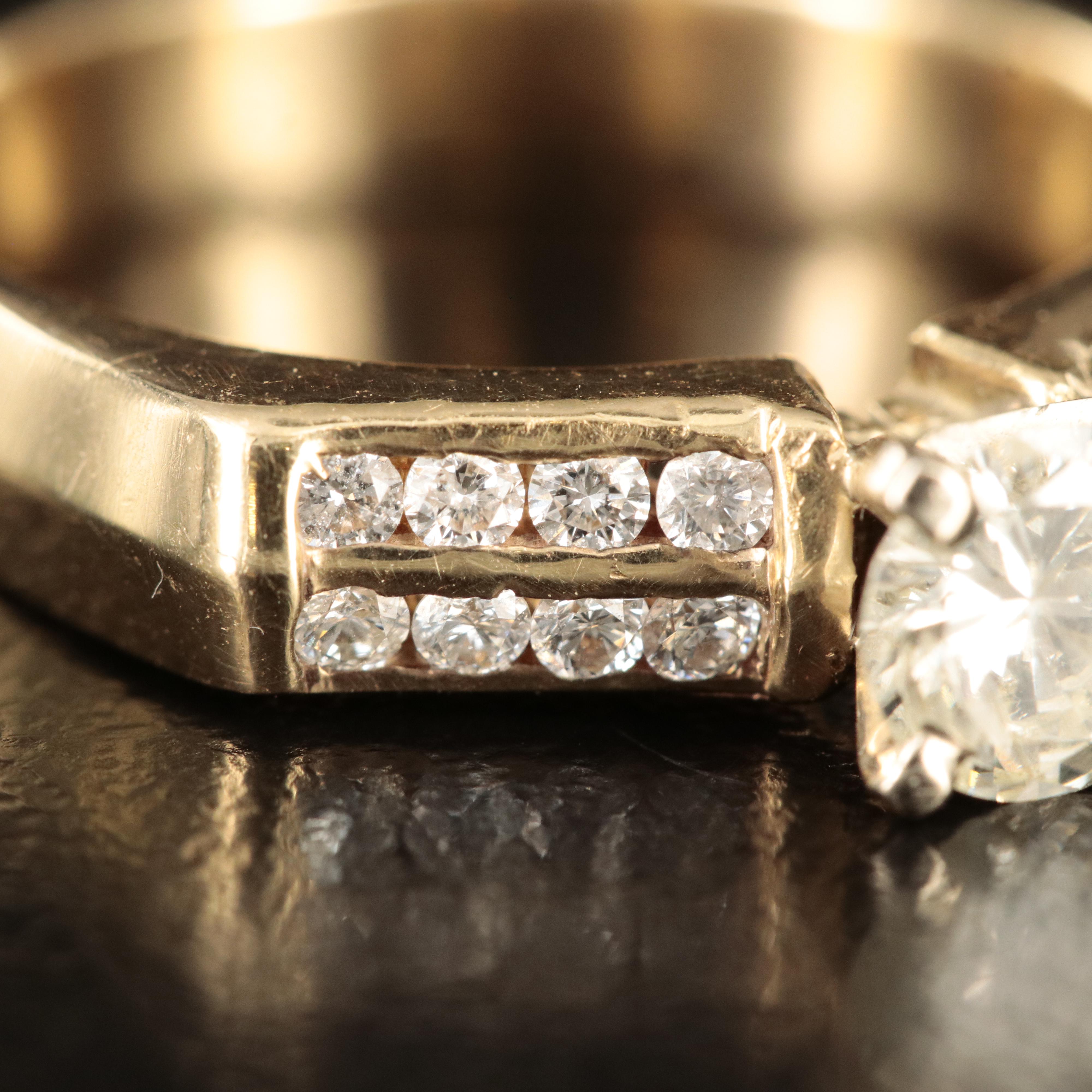 14K 0.74 CTW Diamond Ring with Knife Edge