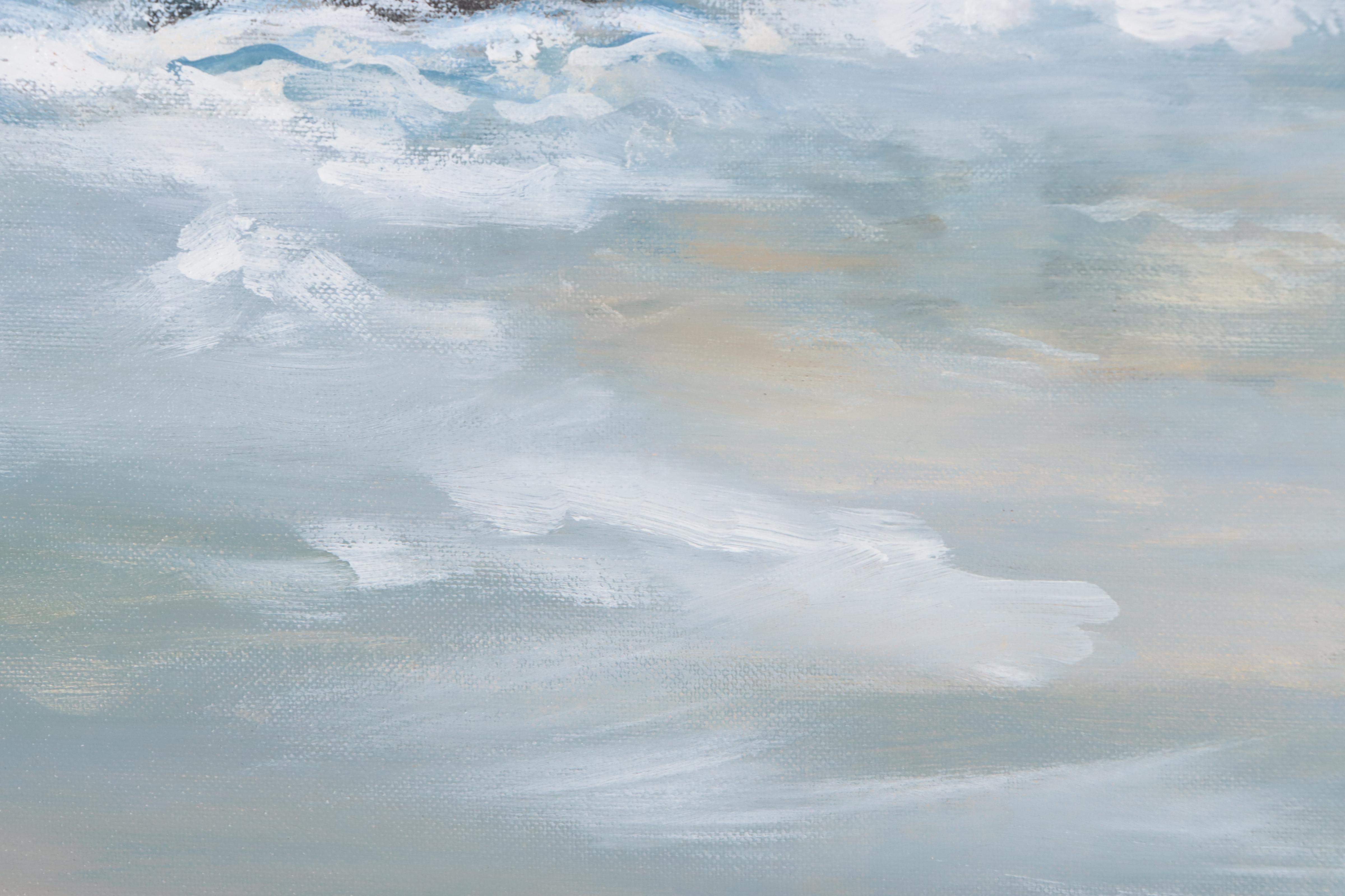 B. Perrin Coastal Scene Oil Painting in the Manner of Robert Fabe, 1987