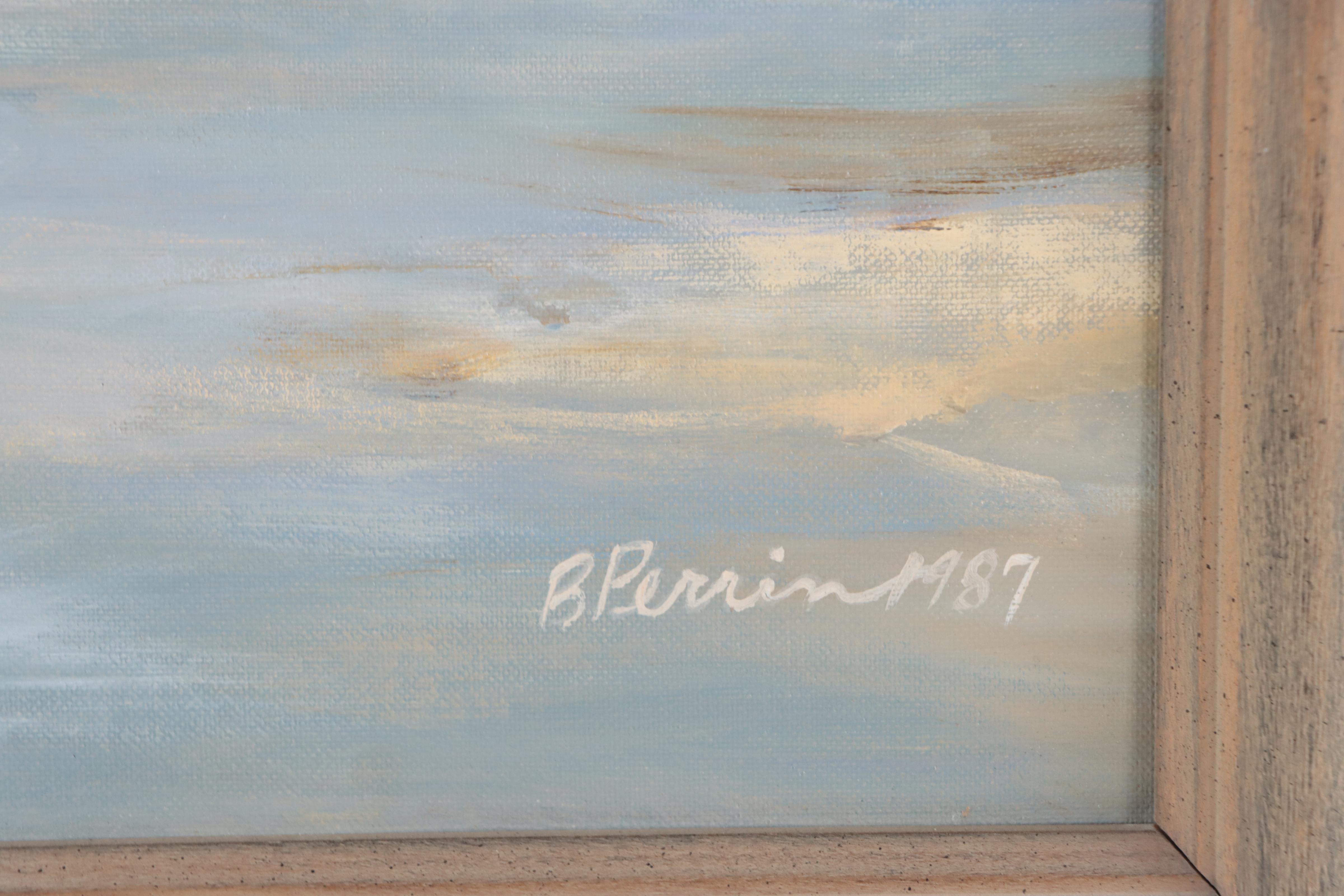 B. Perrin Coastal Scene Oil Painting in the Manner of Robert Fabe, 1987