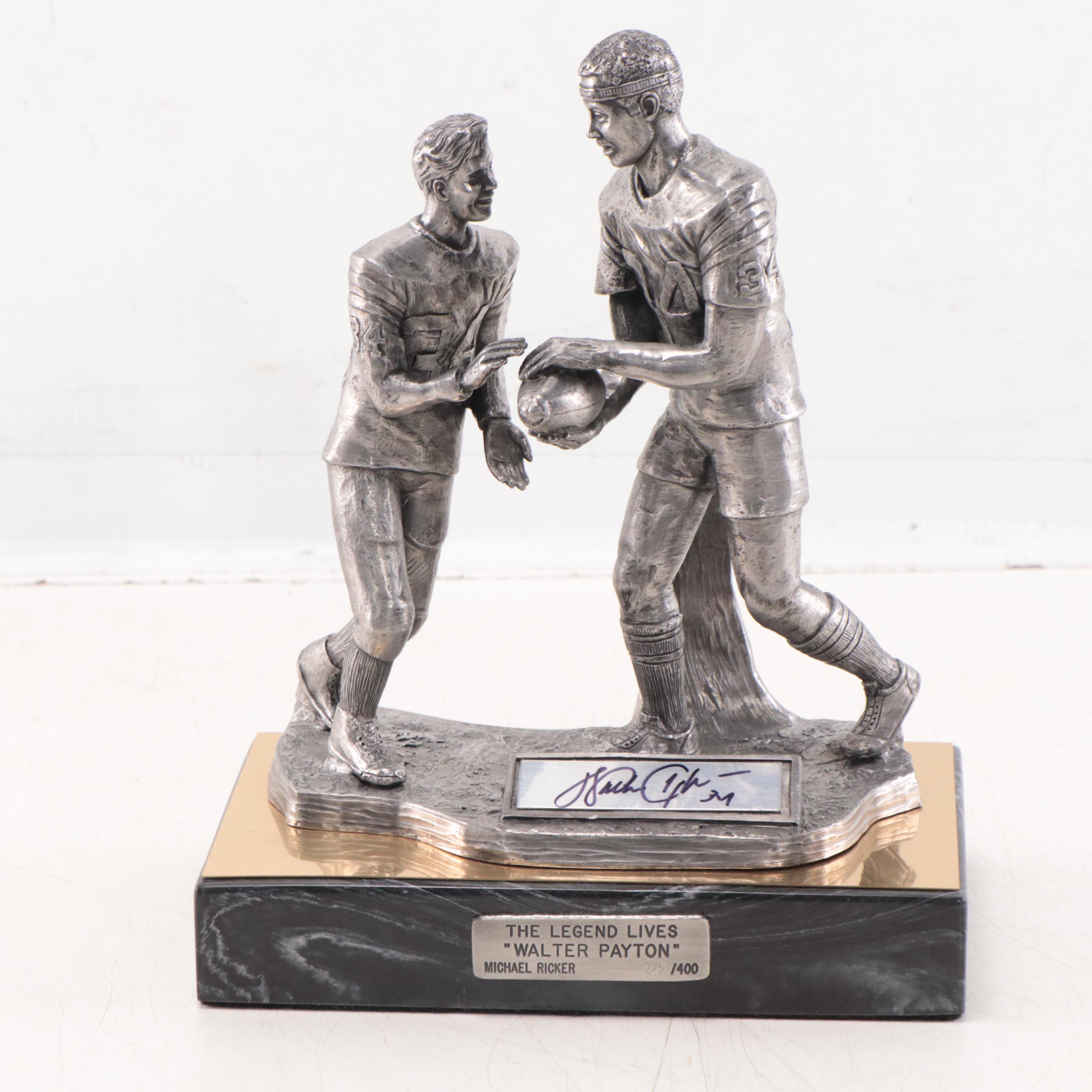 Walter Payton Signed "The Legend Lives" Pewter Sculpture by Michael Ricker, 1996