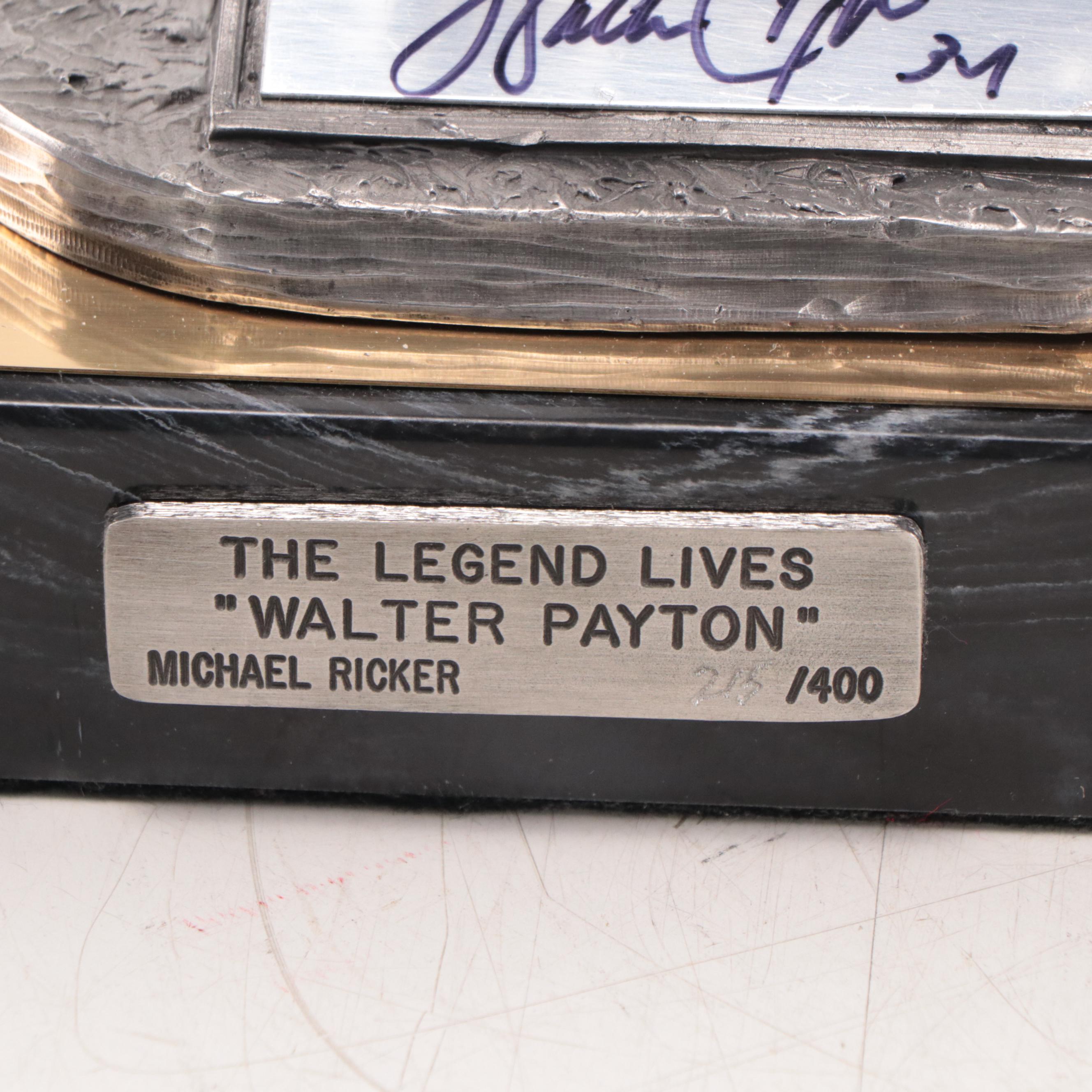 Walter Payton Signed "The Legend Lives" Pewter Sculpture by Michael Ricker, 1996