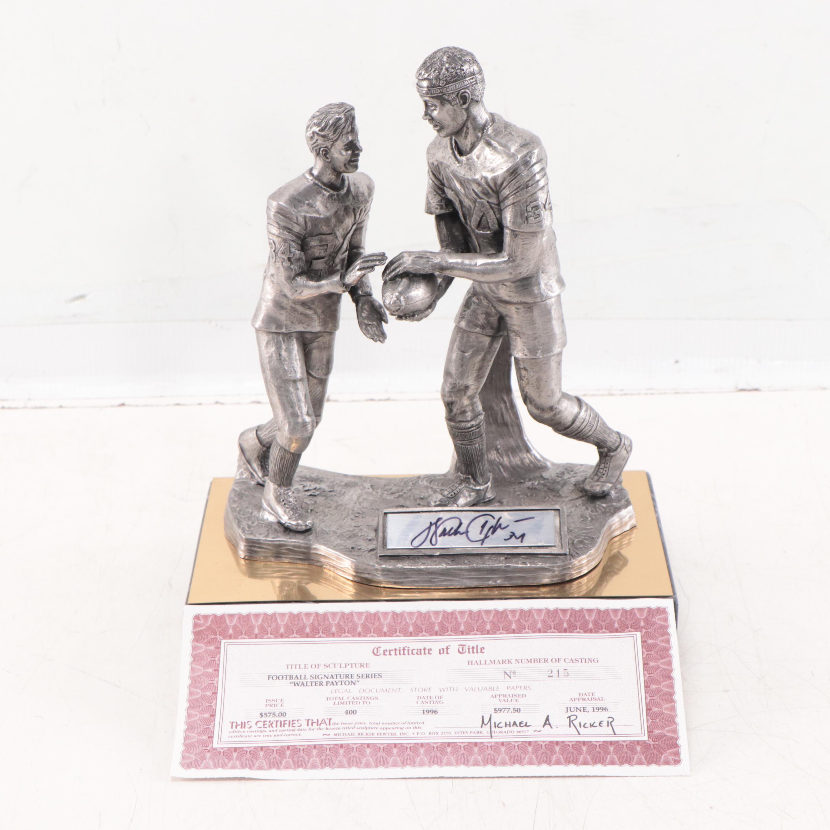 Walter Payton Signed "The Legend Lives" Pewter Sculpture by Michael Ricker, 1996