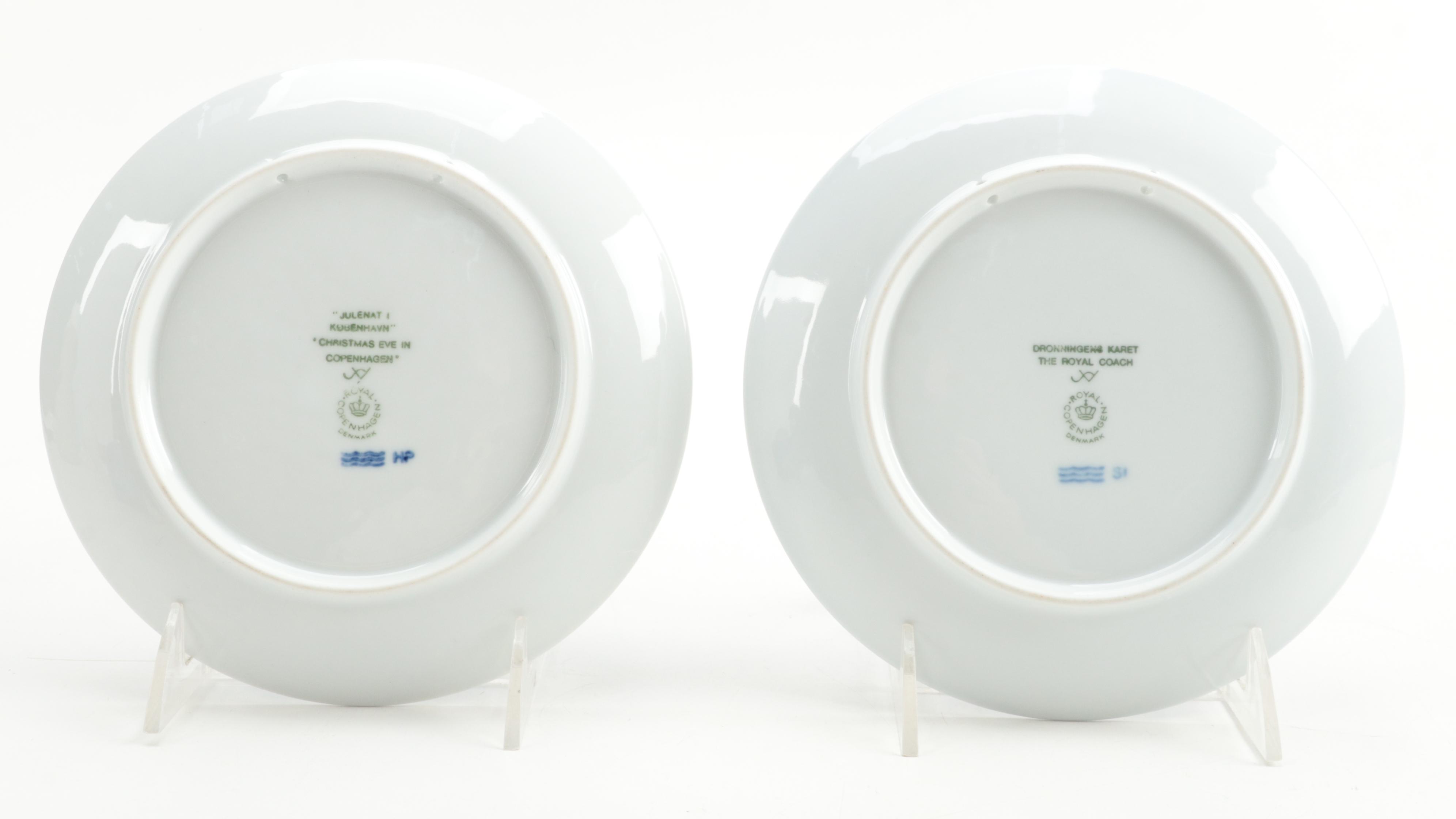 Bing & Grøndahl Annual Christmas Plates, Romanian Etched Blue Glass Paperweight