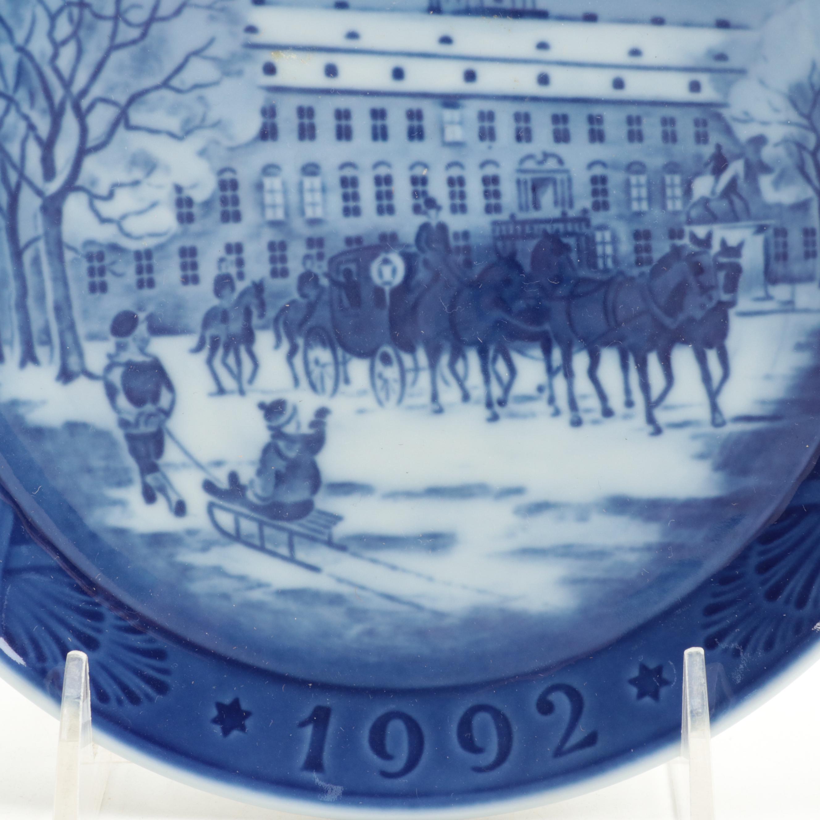 Bing & Grøndahl Annual Christmas Plates, Romanian Etched Blue Glass Paperweight