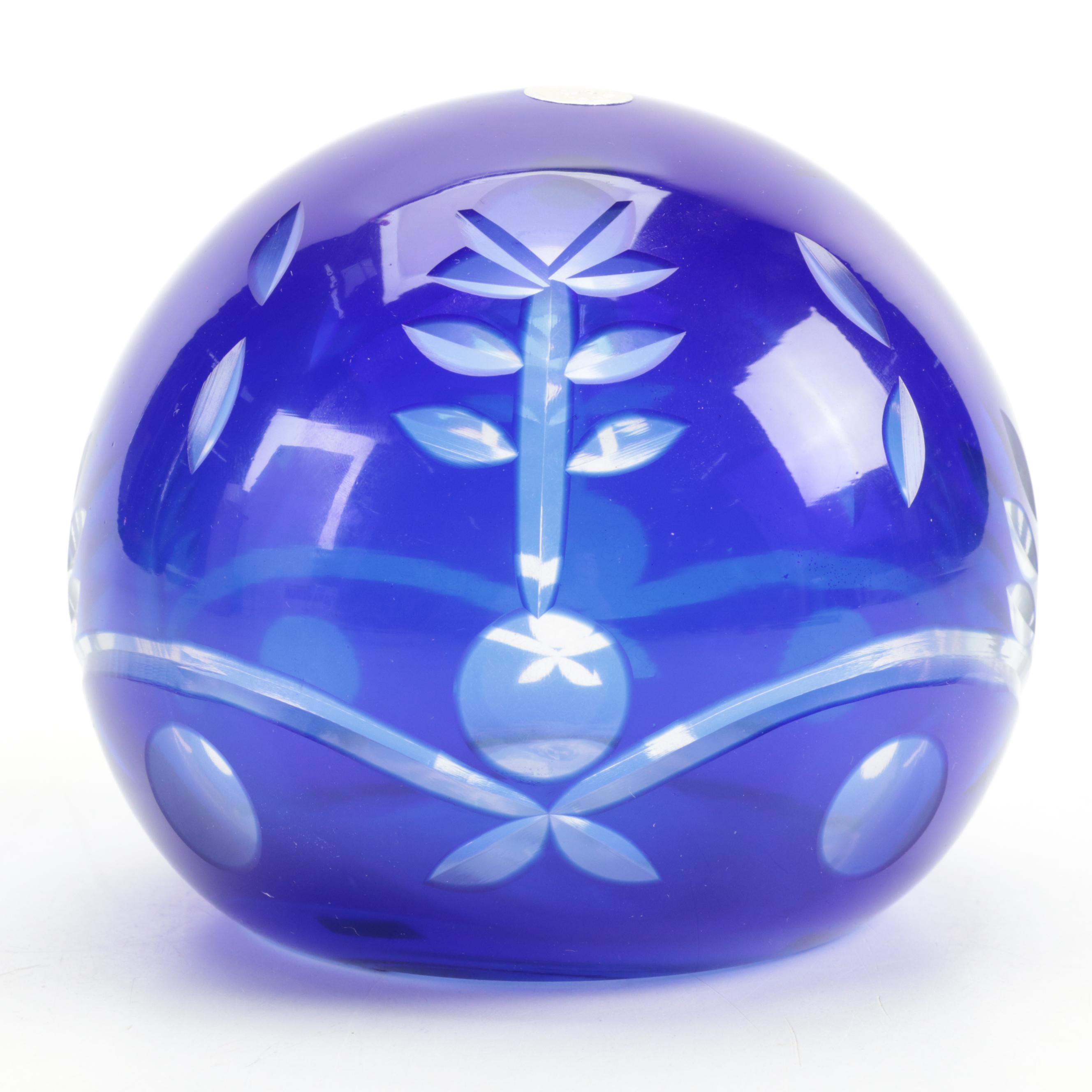 Bing & Grøndahl Annual Christmas Plates, Romanian Etched Blue Glass Paperweight