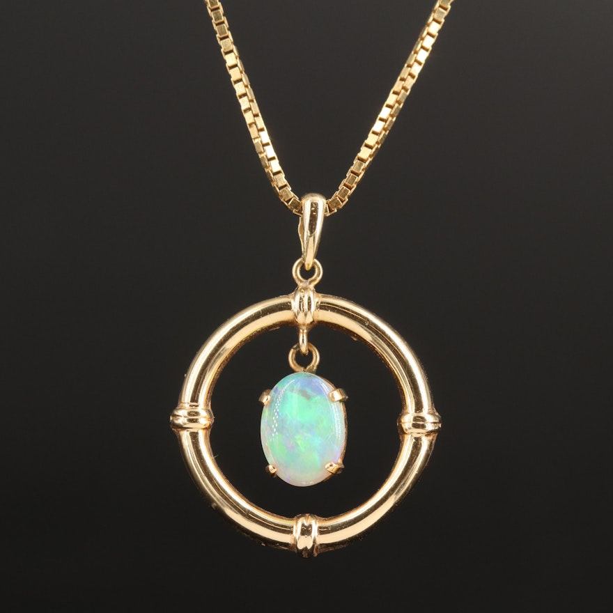 14K Opal Pendant Necklace