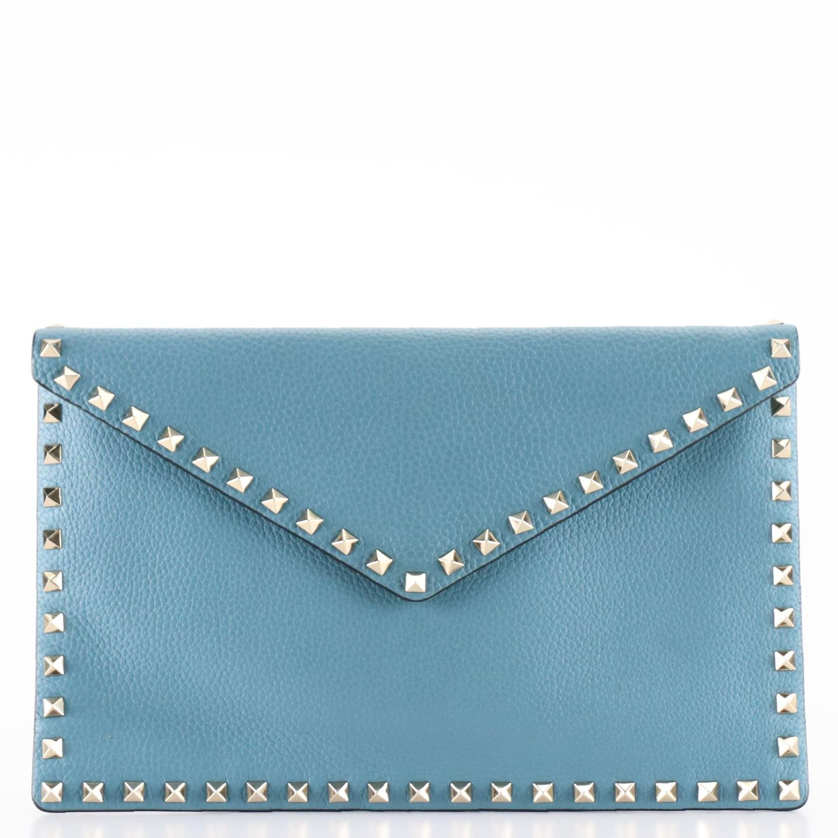 Valentino Rockstud Envelope Clutch in Full-Grain Leather